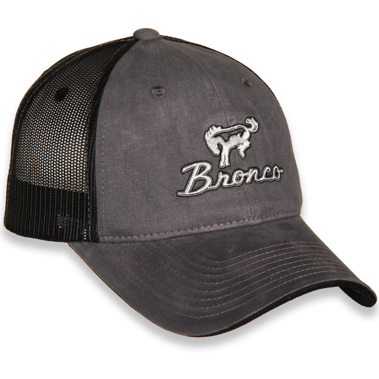 CHECKERED FLAG SPORTS FORD BRONCO LOGO EMBROIDERED HEATHER GRAY MESH HAT