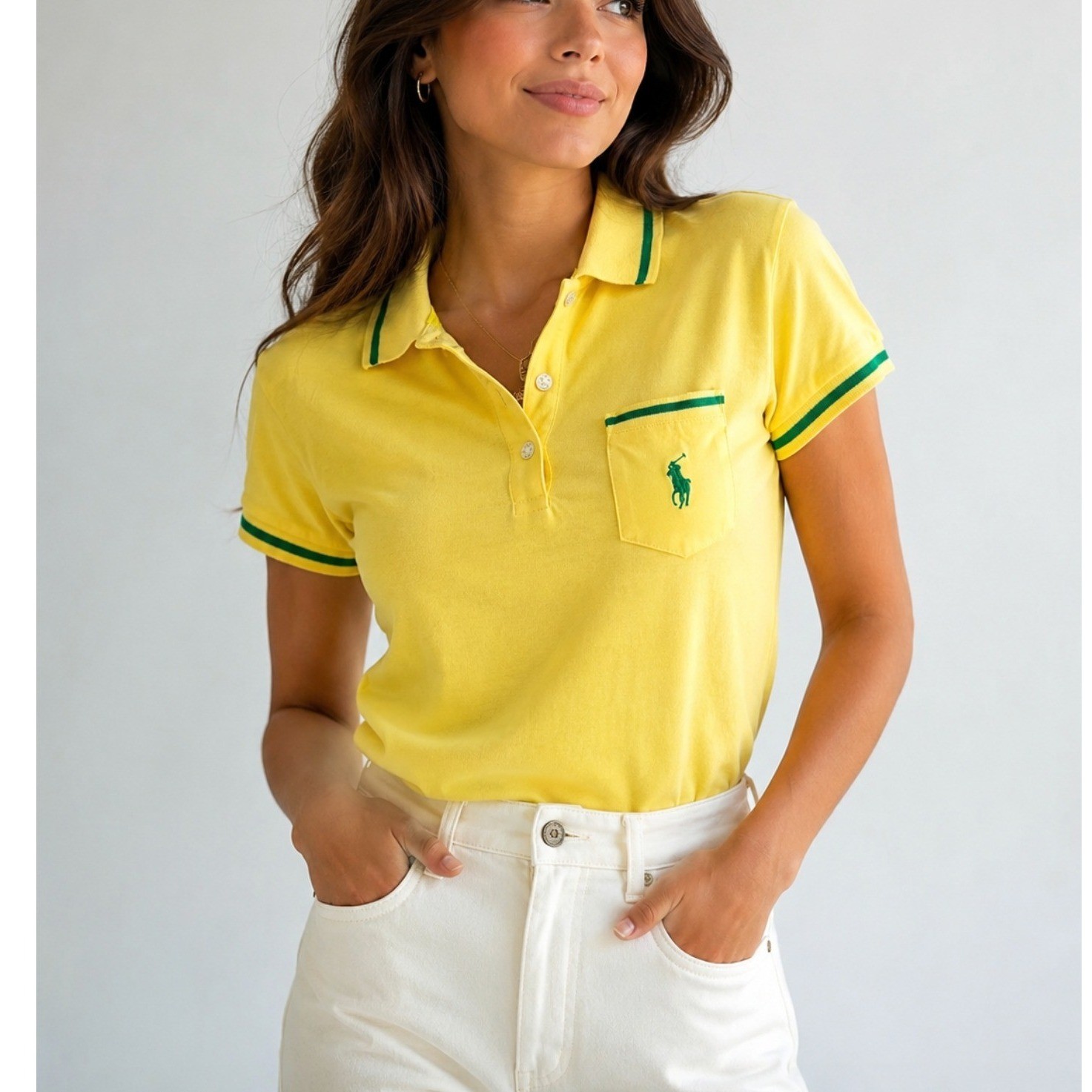 Polo Ralph Lauren Polo Jeans Co Yellow Green Polo Shirt Y2K Pocket Logo – XL
