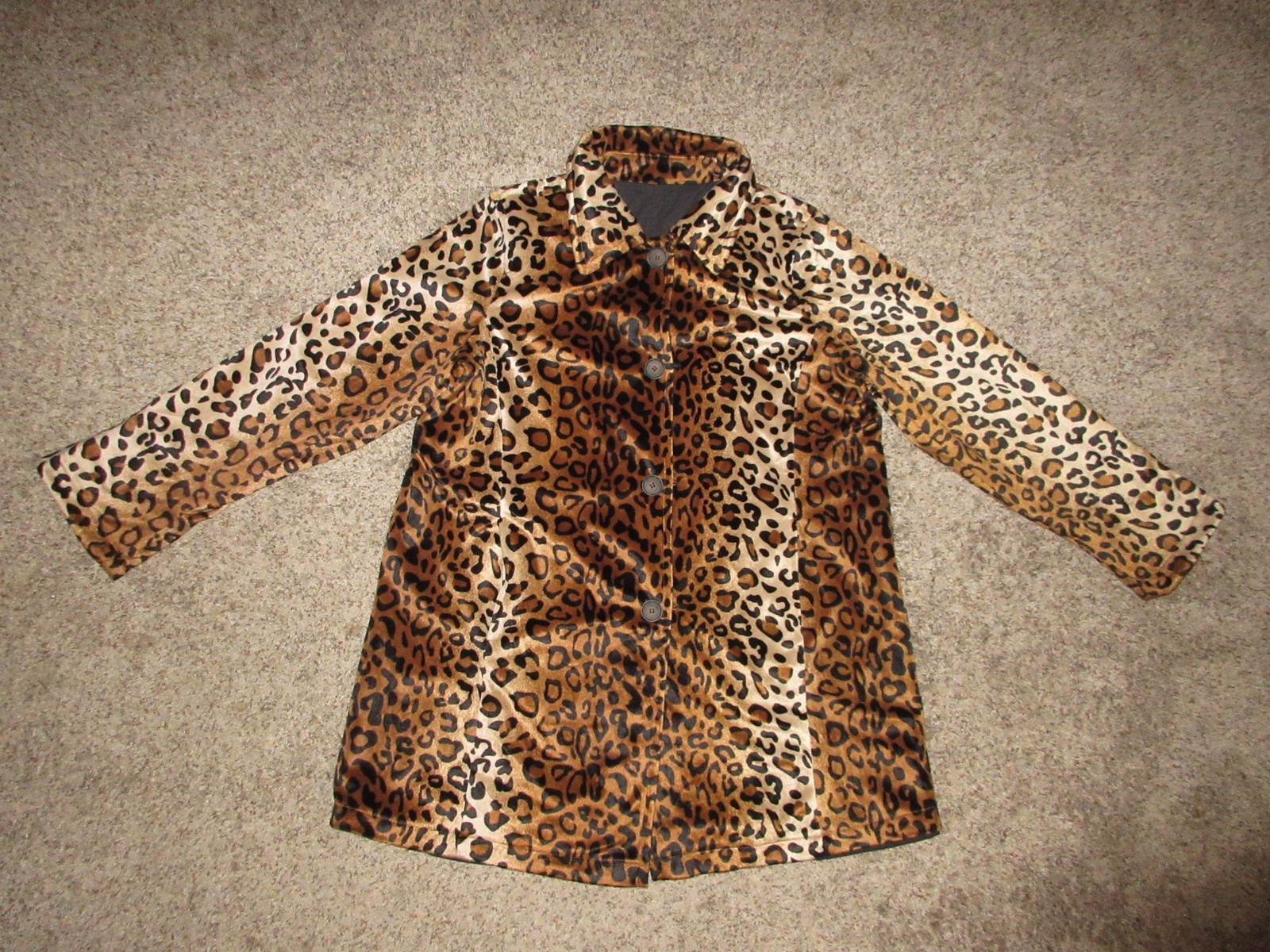 Dennis Basso Water Resistant Leopard Print Black Reversible Faux Fur Jacket 1X