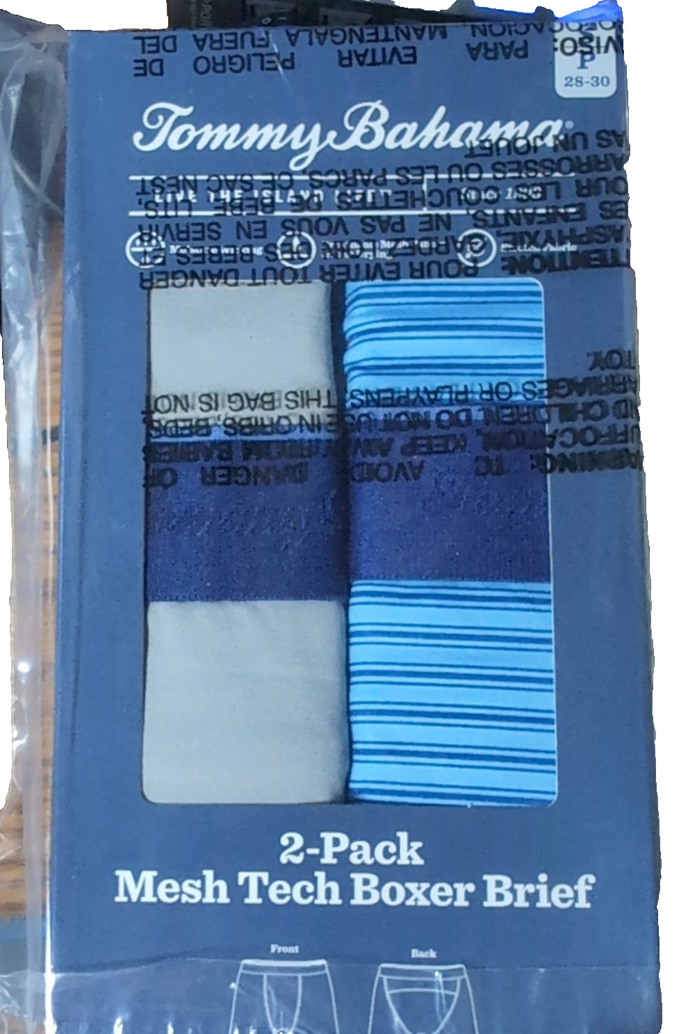 Tommy Bahama Men’s 2-Pack Mesh Tech Boxer Brief Size Sm 28-30 New Gray&Aqua Stp