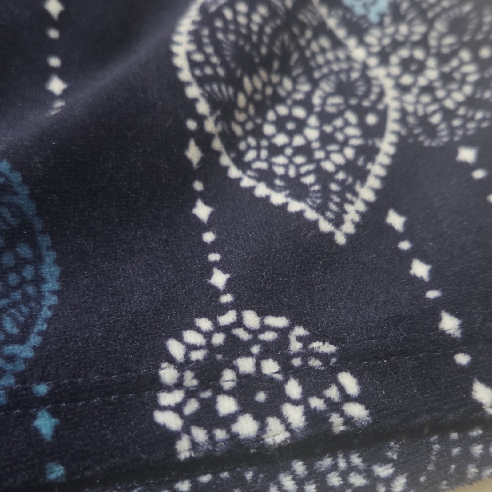 Carole Hochman Women’s Geometric Pajama Set Navy Crew Neck Long Sleeve Sz M
