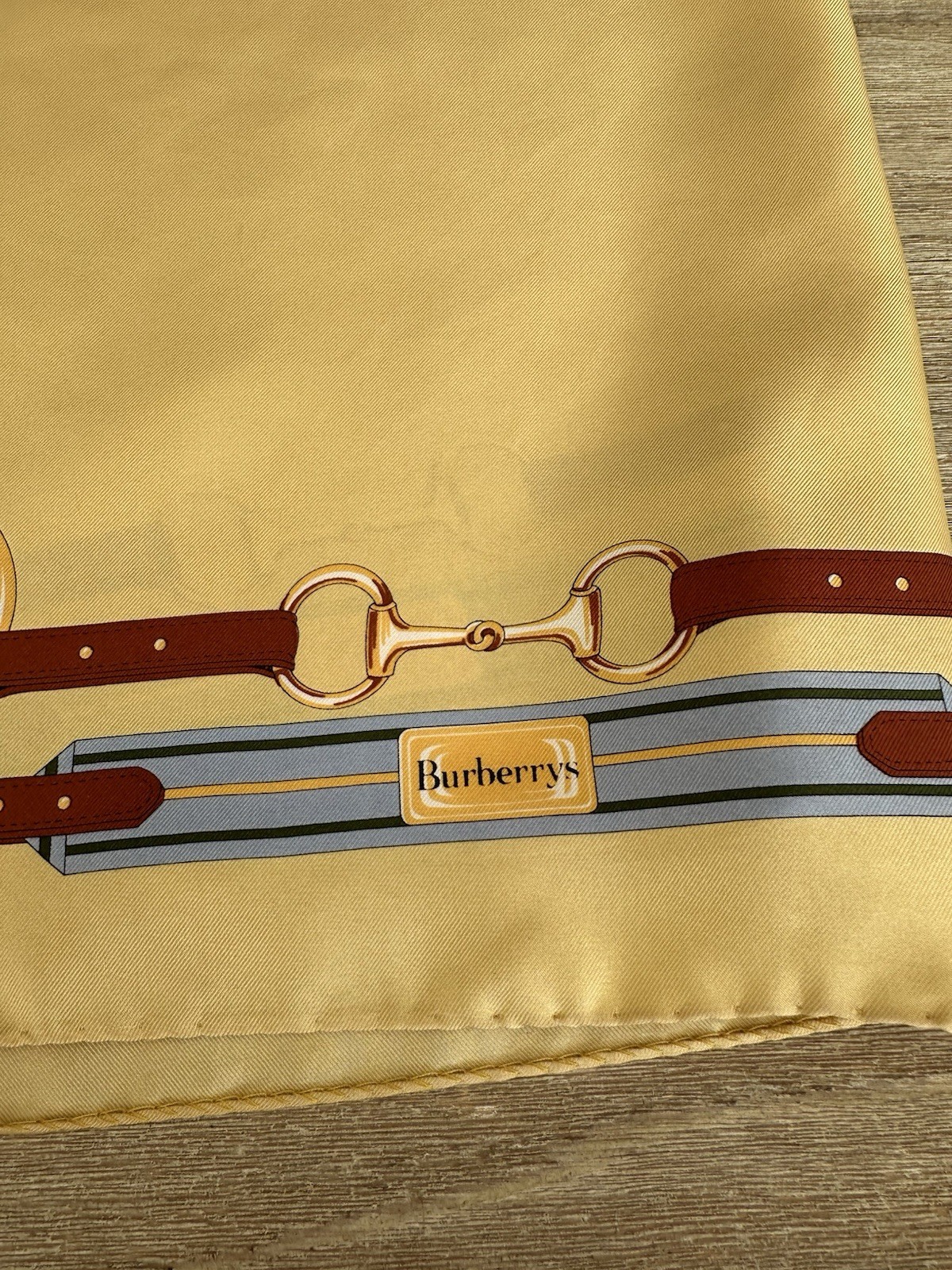 VTG BURBERRYs EQUESTRIAN Horse Bit SILK SCARF Oblong See Flaws in Pictures