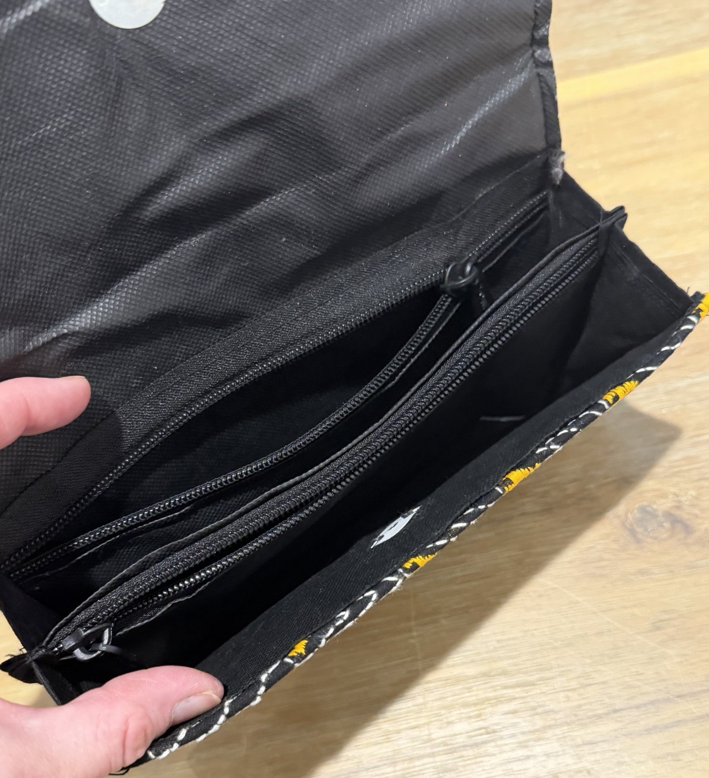 Exclusive Authentic Unique stitch hand-embroidered black clutch bag Purse