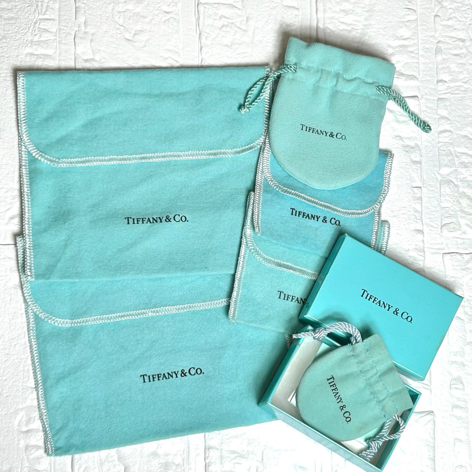 Tiffany & Co. Authentic Jewelry Dust Bag & Small Empty Box Set