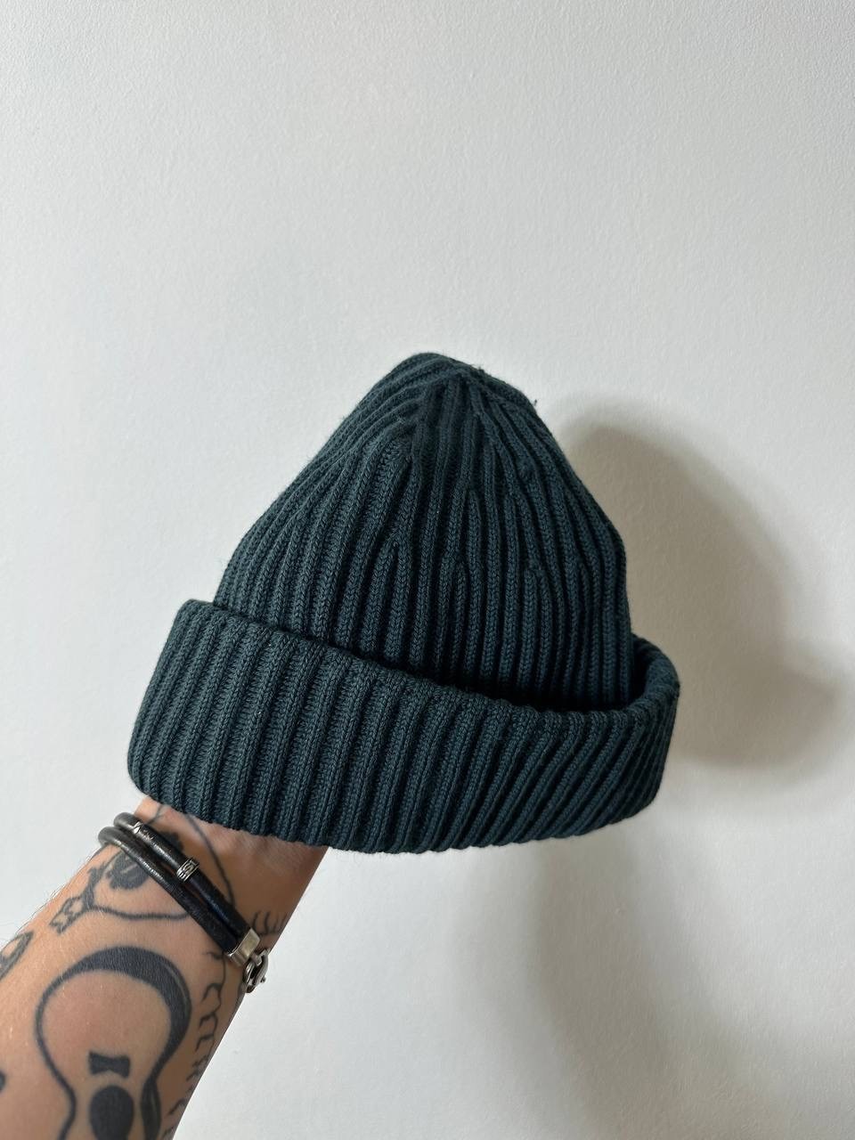 STONE ISLAND GREEN HAT RARE KNIT RIBBED