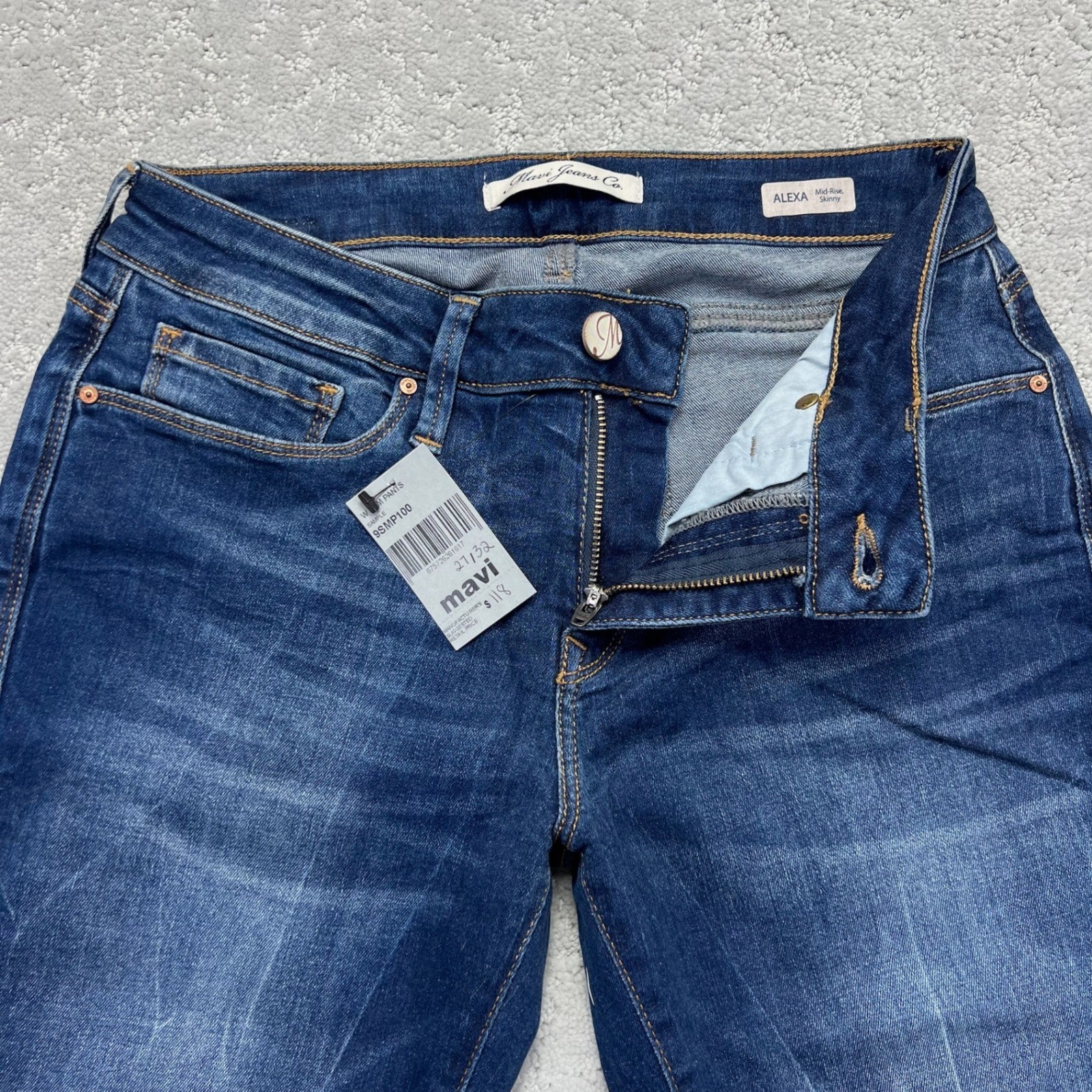 Mavi Jeans Women 27/32 Blue Dark Wash Stretch Denim Alexa Mid-Rise Skinny NWT