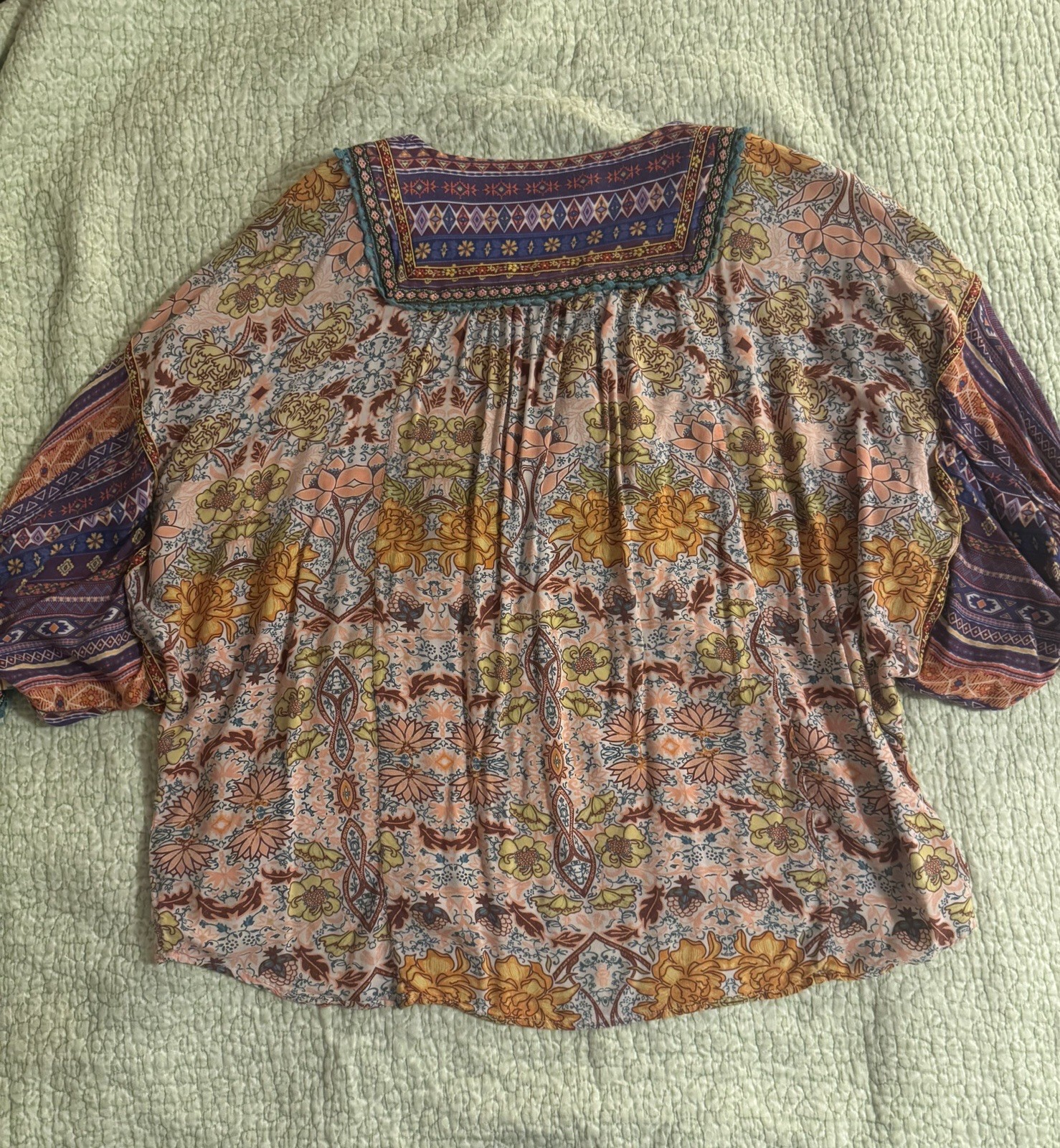 John Mark Tunic Top Womens M Embroidered Floral Boho Peasant