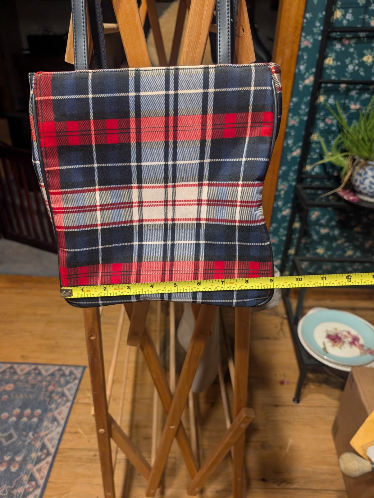 St. John’s Bay Plaid Multicolor Tote Bag Zip & Magnetic Snap, Lined Pockets