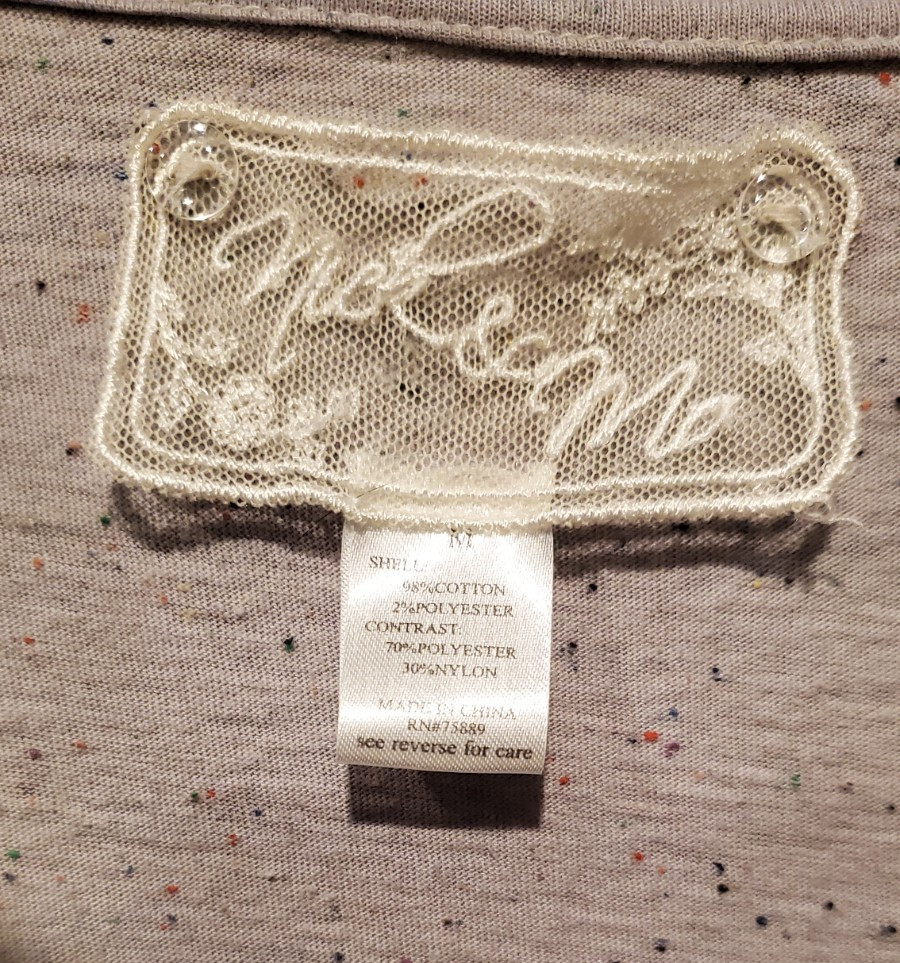 Nick & Mo Anthropologie Womens Blouse Gray Top Floral Lace Kimono Sleeve Medium