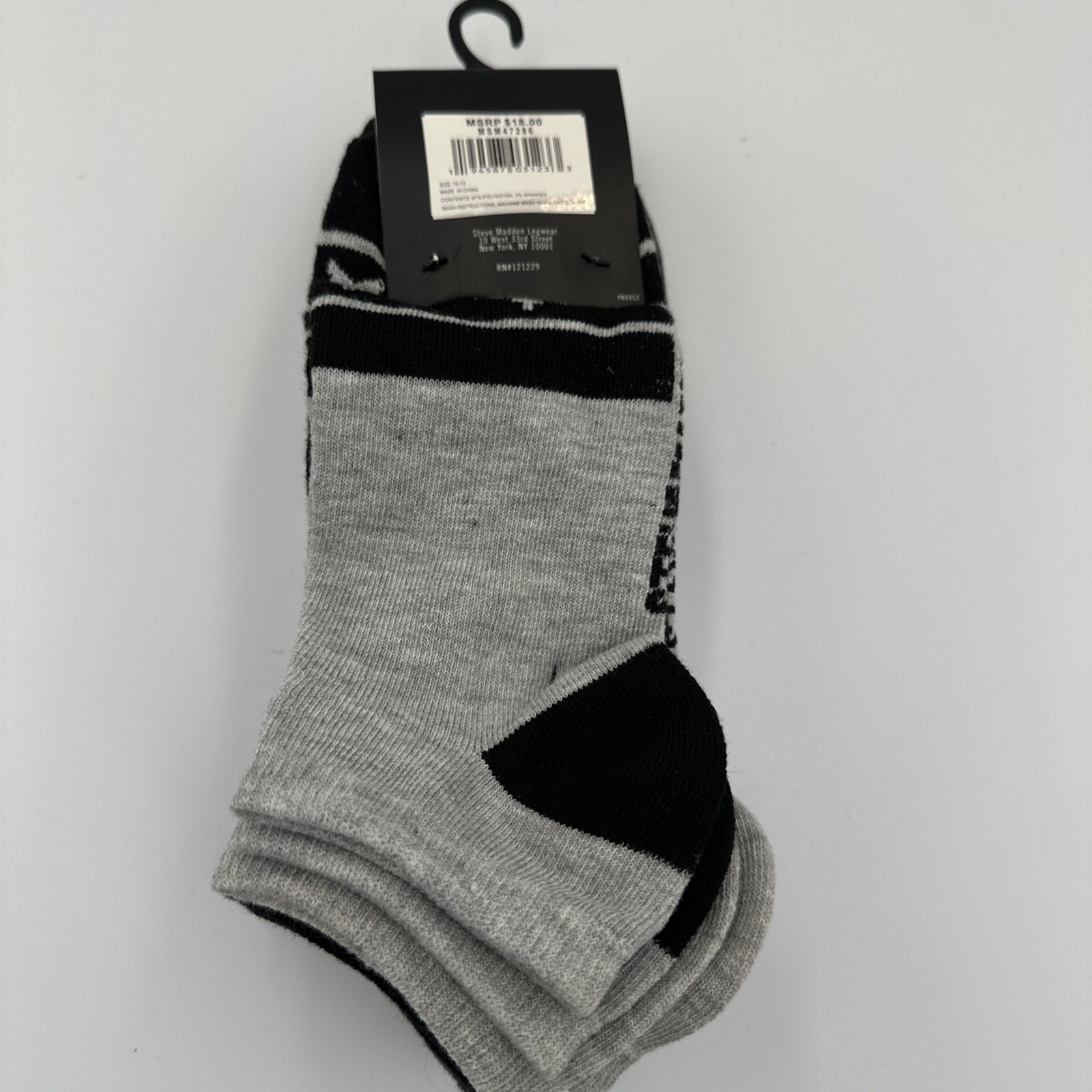 Low-Cut Socks 8-Pair White Black Gray Stars & Logo by Steve Madden Gray Black