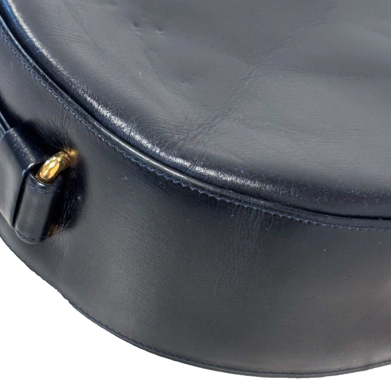 Cartier Sapphire Shoulder Bag Leather Black Gold Authentic