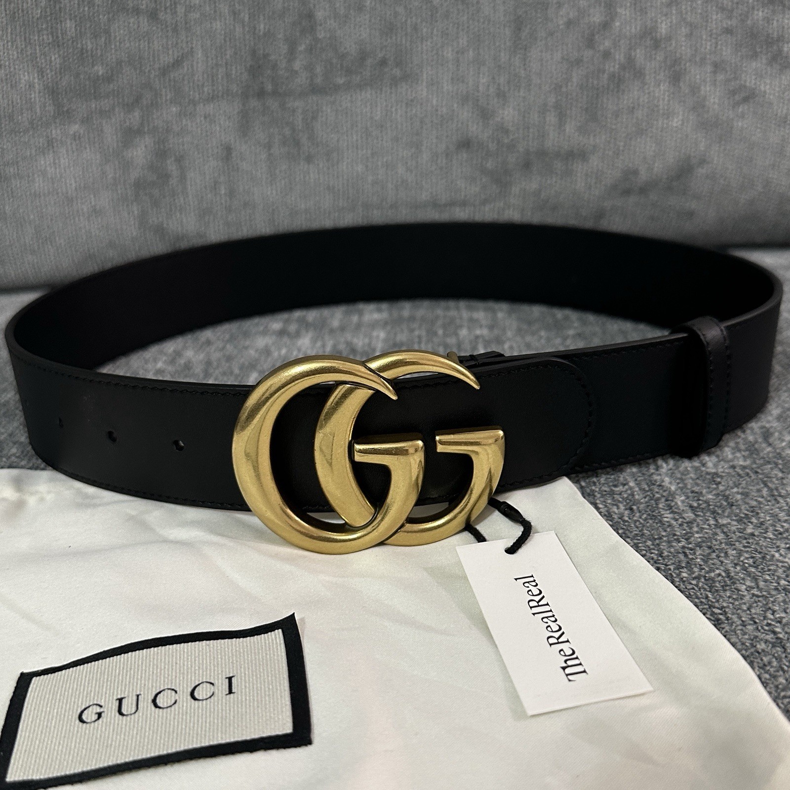 Authentic Gucci Black Leather GG Belt, Size 75cm Women 0-2