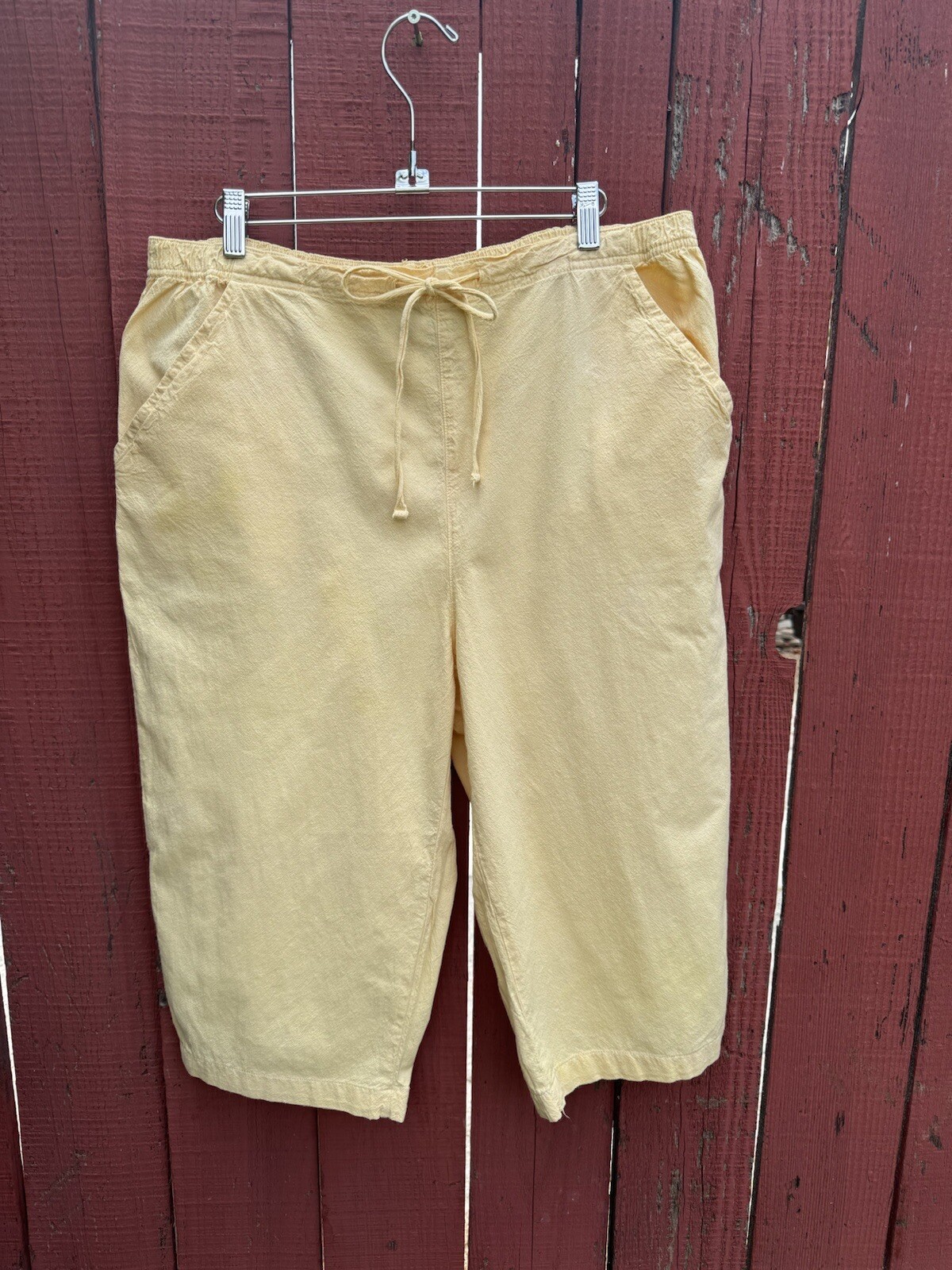 Classic Elements Butter Yellow Capri Pants Summer Vacation 90s Y2K 100% Cotton