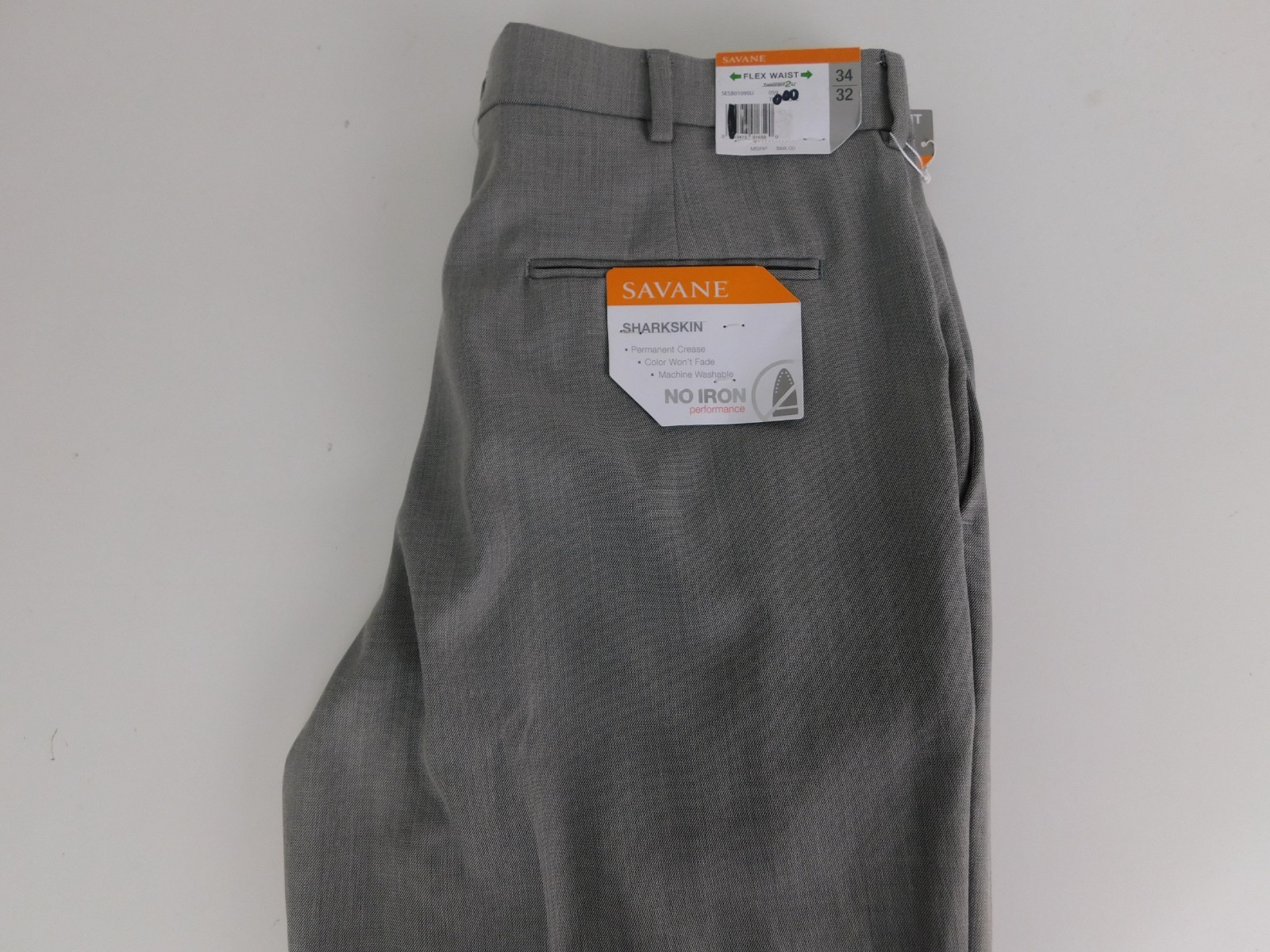 Savane Mens Designer Lightweight Sharkskin Gray Dress Pants 34 x 32 NEW $68
