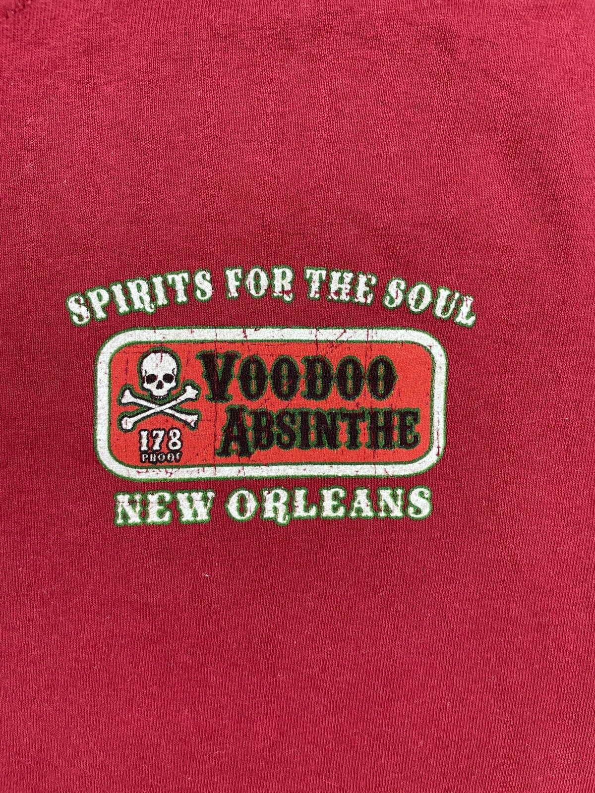 VooDoo Absinthe 178 Proof Shirt Spirits For The Soul French Quarter Red Lrg