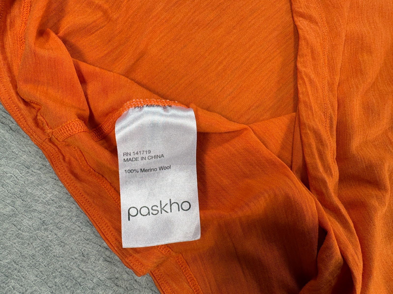 Paskho Merino Wool Long Sleeve Crew Base Shirt (Men’s 2XL) Orange