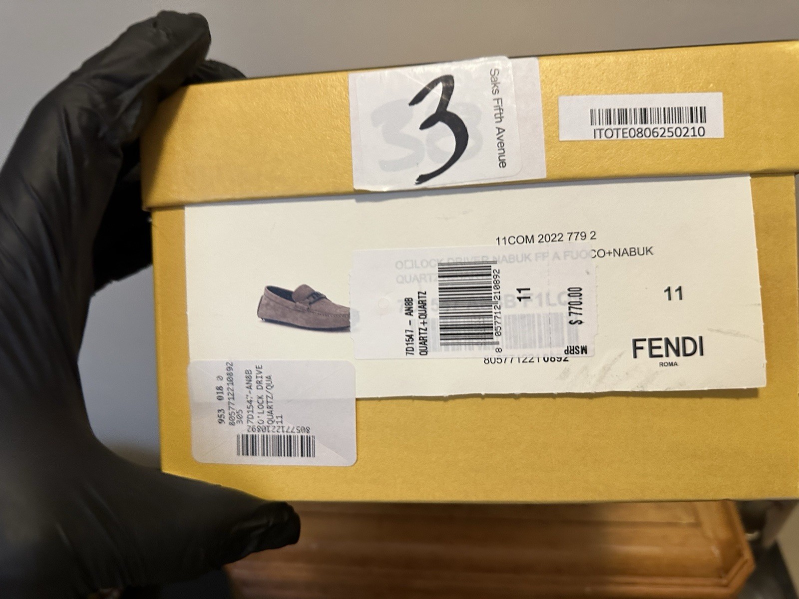 Fendi FF Logo O’Lock Suede Drivers Shoes QUARTZ 12 US/11 UK New $770
