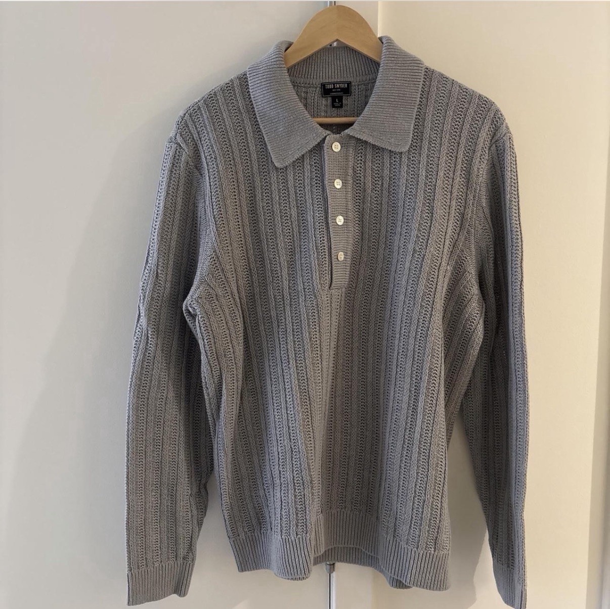 Todd Snyder Linen-cotton Blend Sweater Polo Size Large Grey