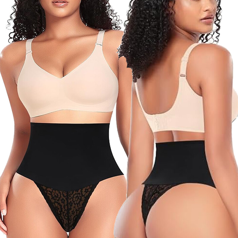 Women High Waist Tummy Control Thong Shapewear Seamless Butt Lifter Underwear