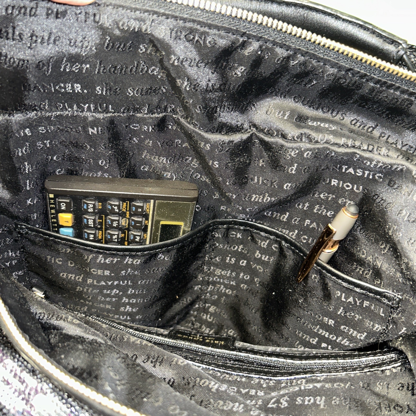 Kate Spade Night Sky Handbag LG NWT Vintage Black Silver Sequins Striped Bowtie