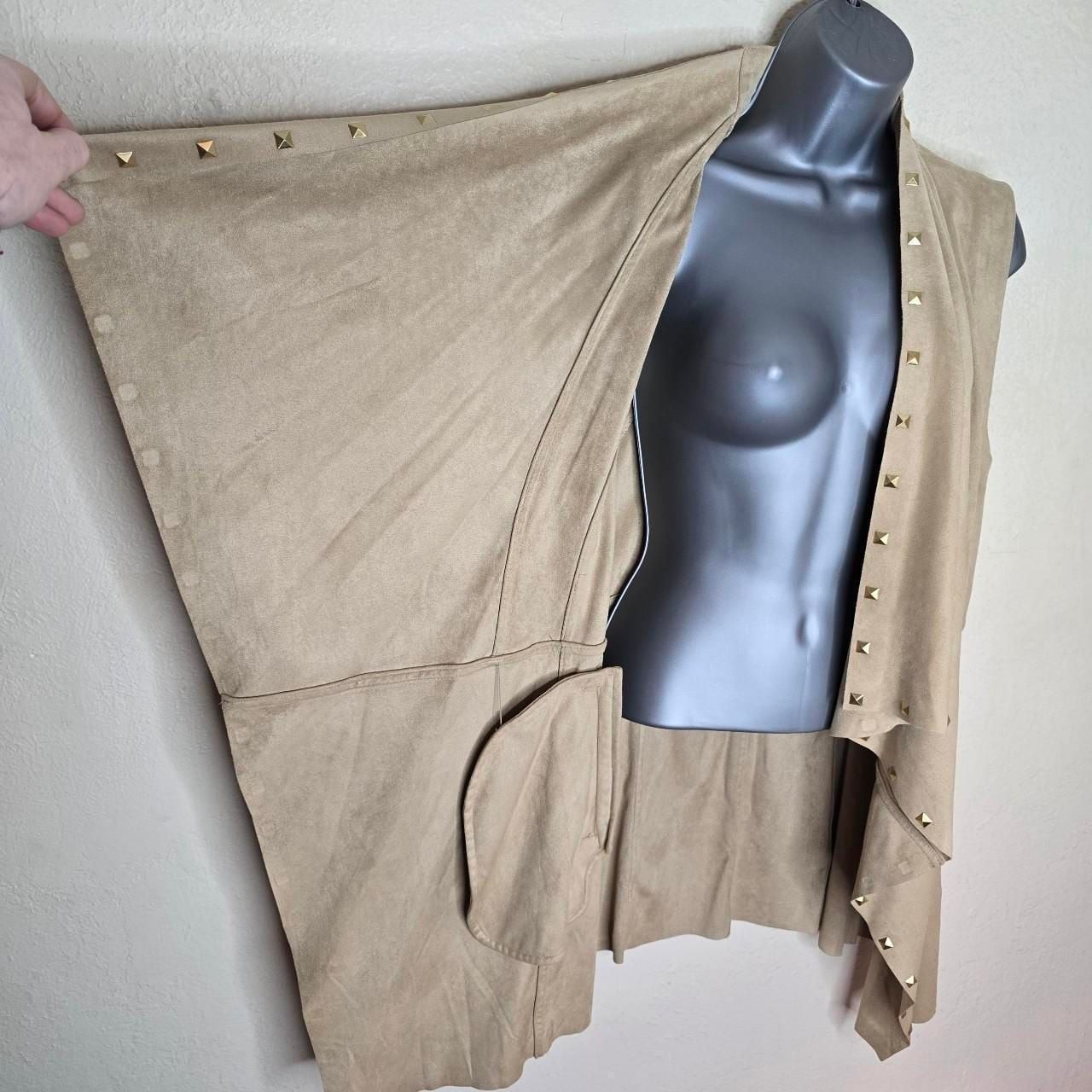 Michael byMichael Kors Studded Faux Suede Waterfall Drape Vest