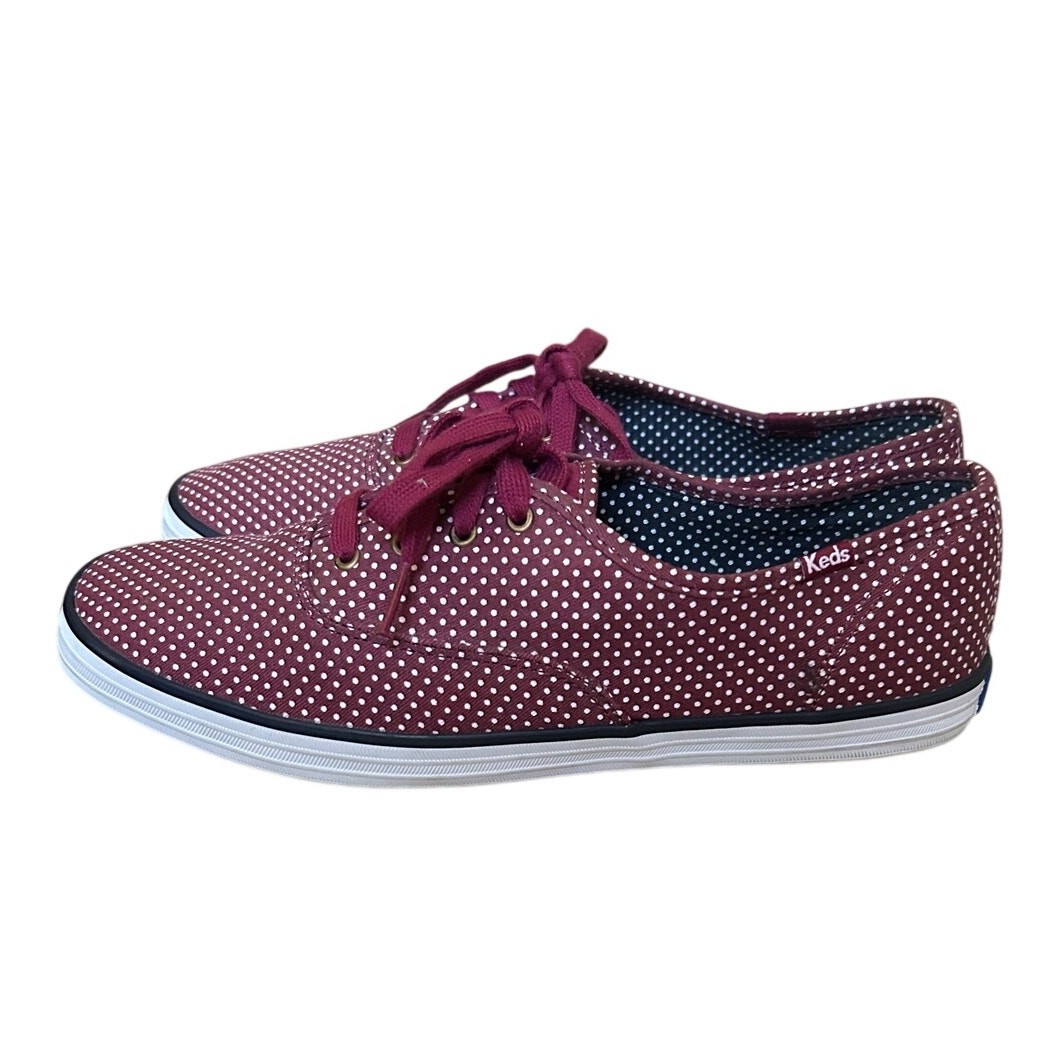 Keds Champion Red and White Polka Dot Design Shoe Size 9.5