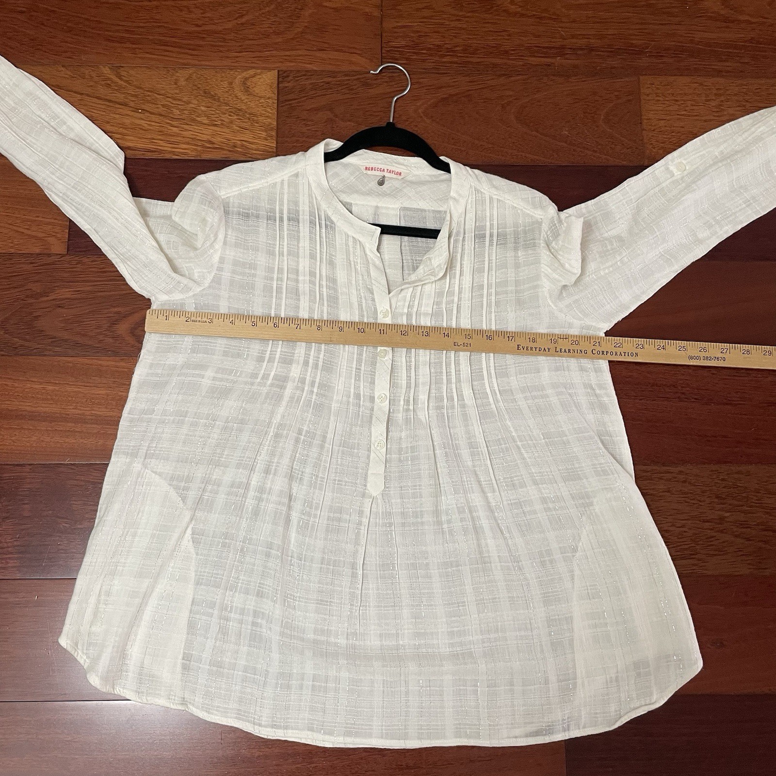 Rebecca Taylor Striped Pintuck Blouse Tunic Beachy Coastal Softgirl Sz 8 B1