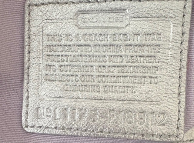 COACH F18912 Silver Signature C Jacquard & Leather Tote- Good Condition