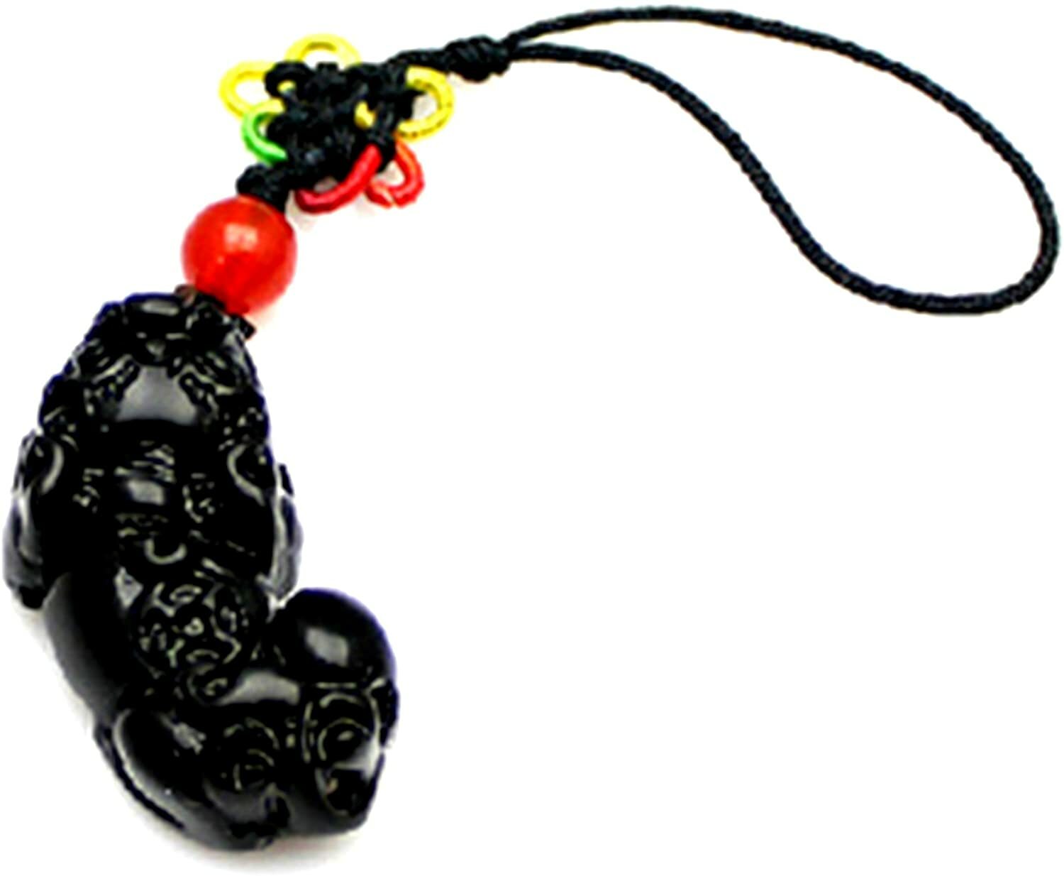 Feng Shui Obsidian Pi Yao/Pi Xiu/Bi Xie Charm Amulet Hanging for Wealth