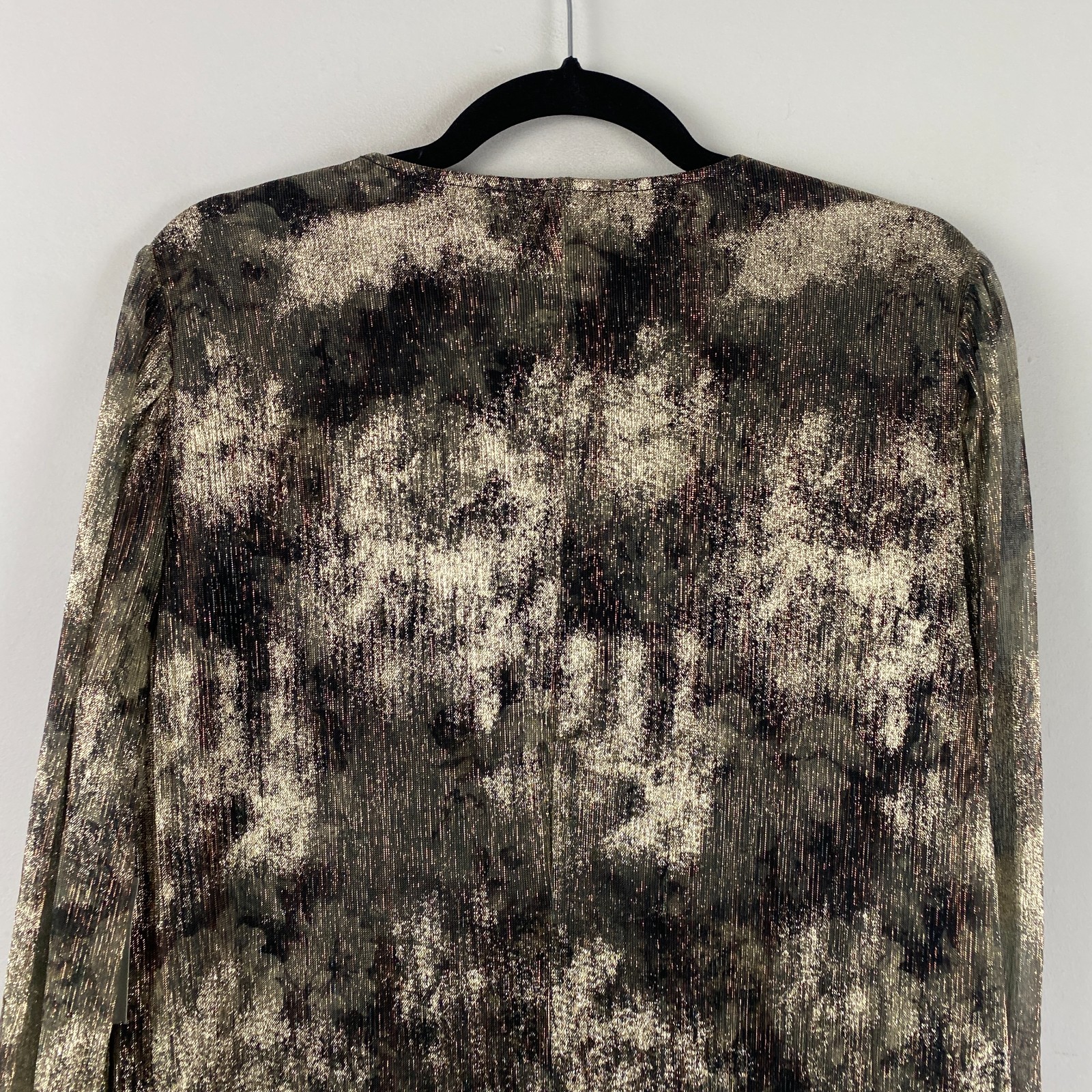 Chicos Shimmer Floral Shift Dress Size 2 US Large Bracelet Sleeves V Neck