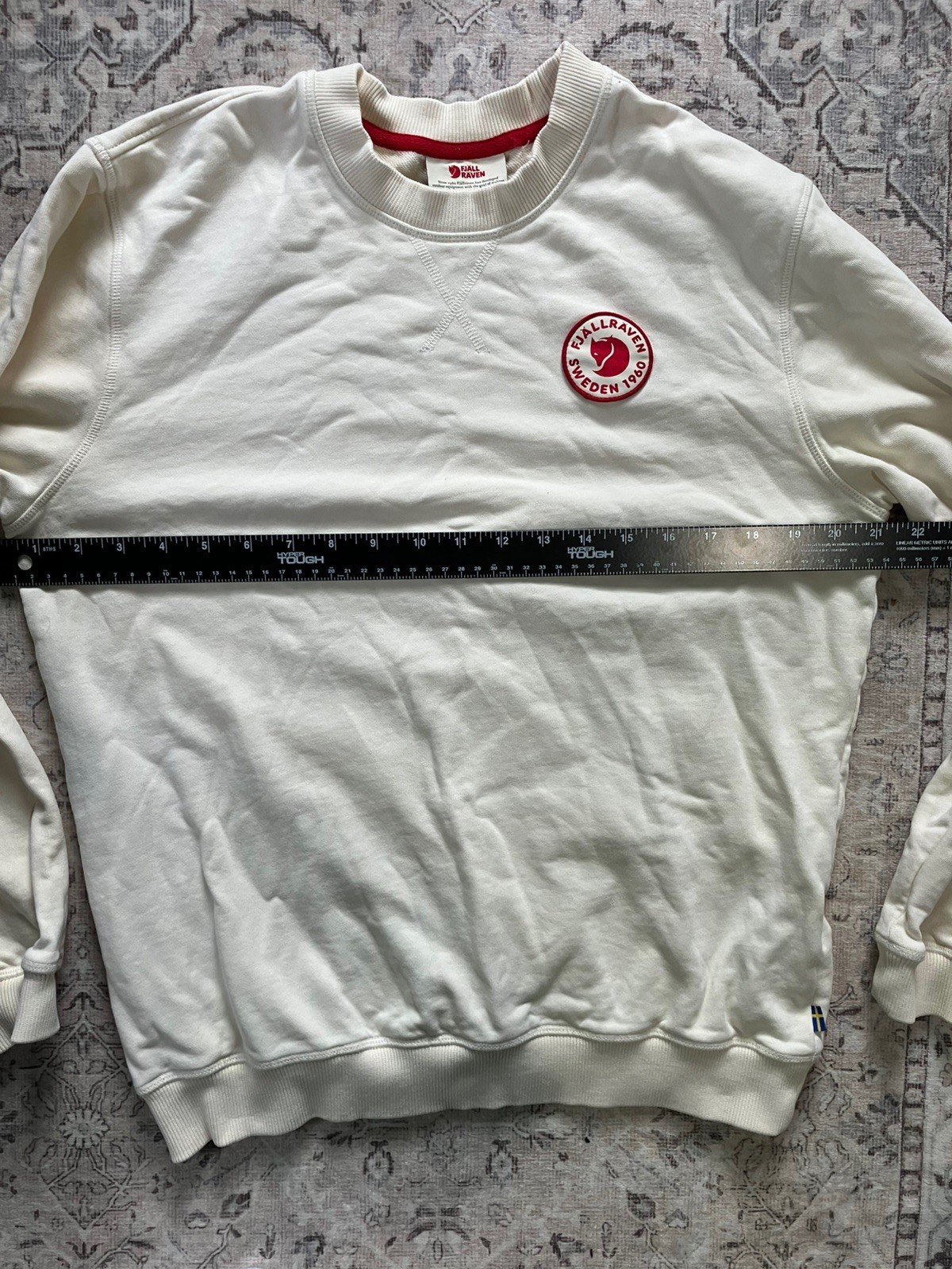 Fjallraven Sweatshirt Pullover Jumper, Mens Medium Beige, 1960 Logo Badge Sweden
