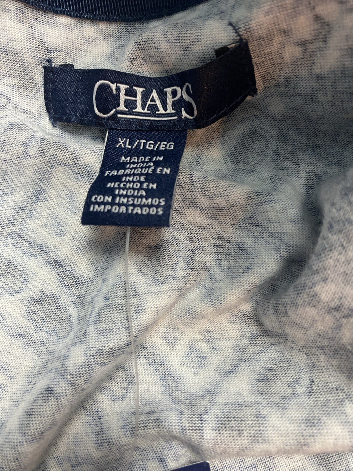 NWT Chaps Women Cotton Knit Indigo Batik Patchwork Long Dress Short Sleeve XL