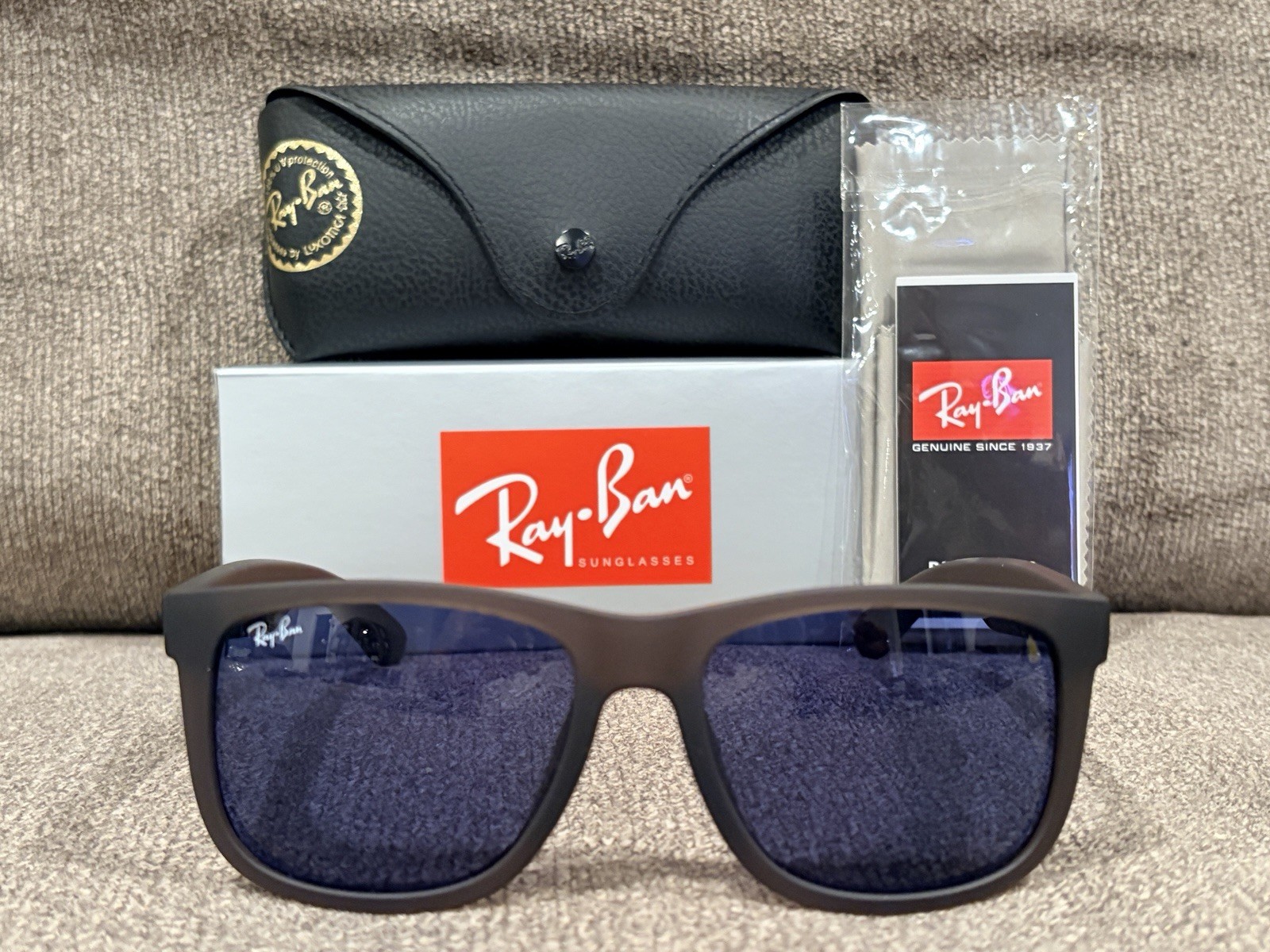 Ray-Ban Justin RB4165 6873/80 Opal Grey Dark Blue Sunglasses 54mm Sunglasses