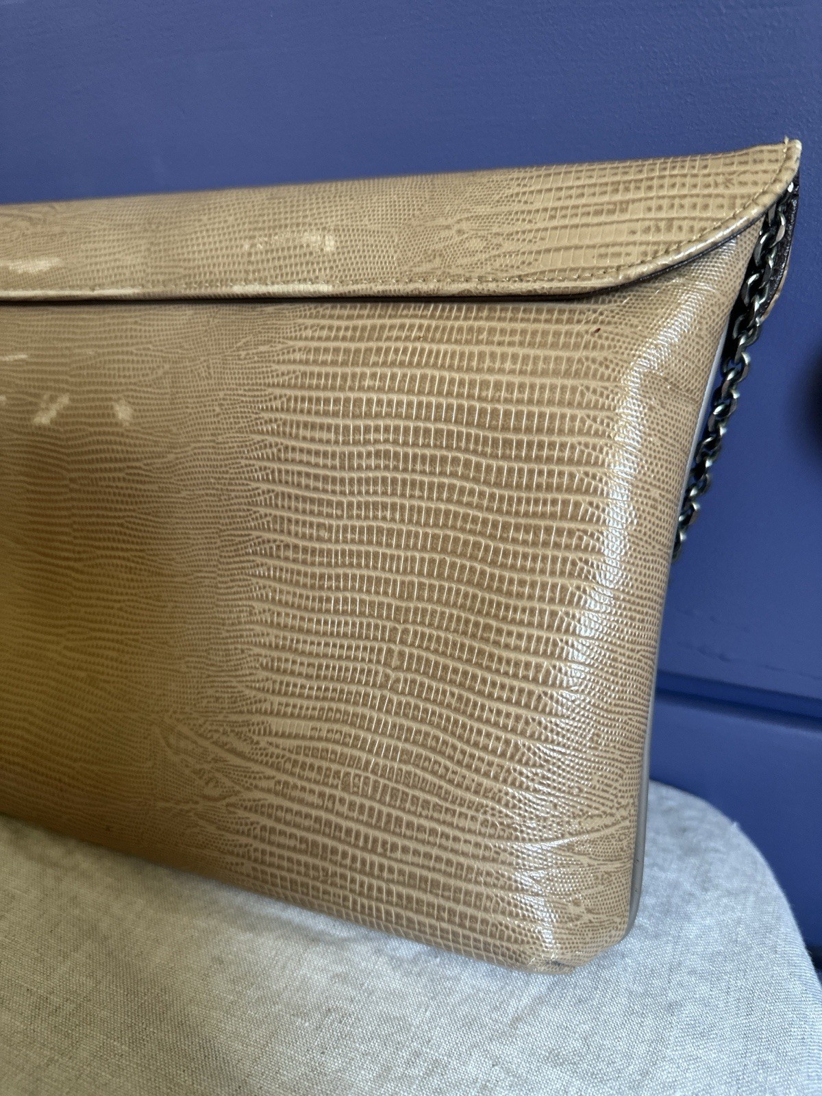 Vintage Original by Capice, snakeskin patchwork purse, chain strap, magnet close