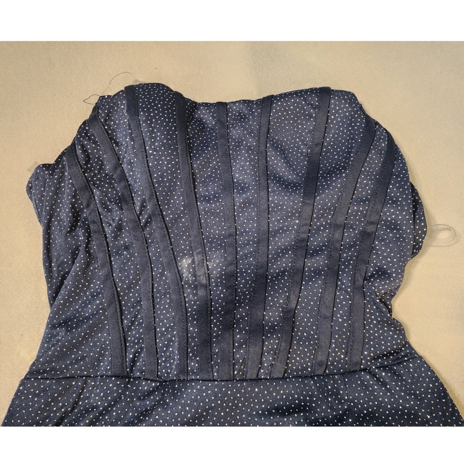 Womens 7/8 Navy New Metallic Glitter Corset Strapless Dress