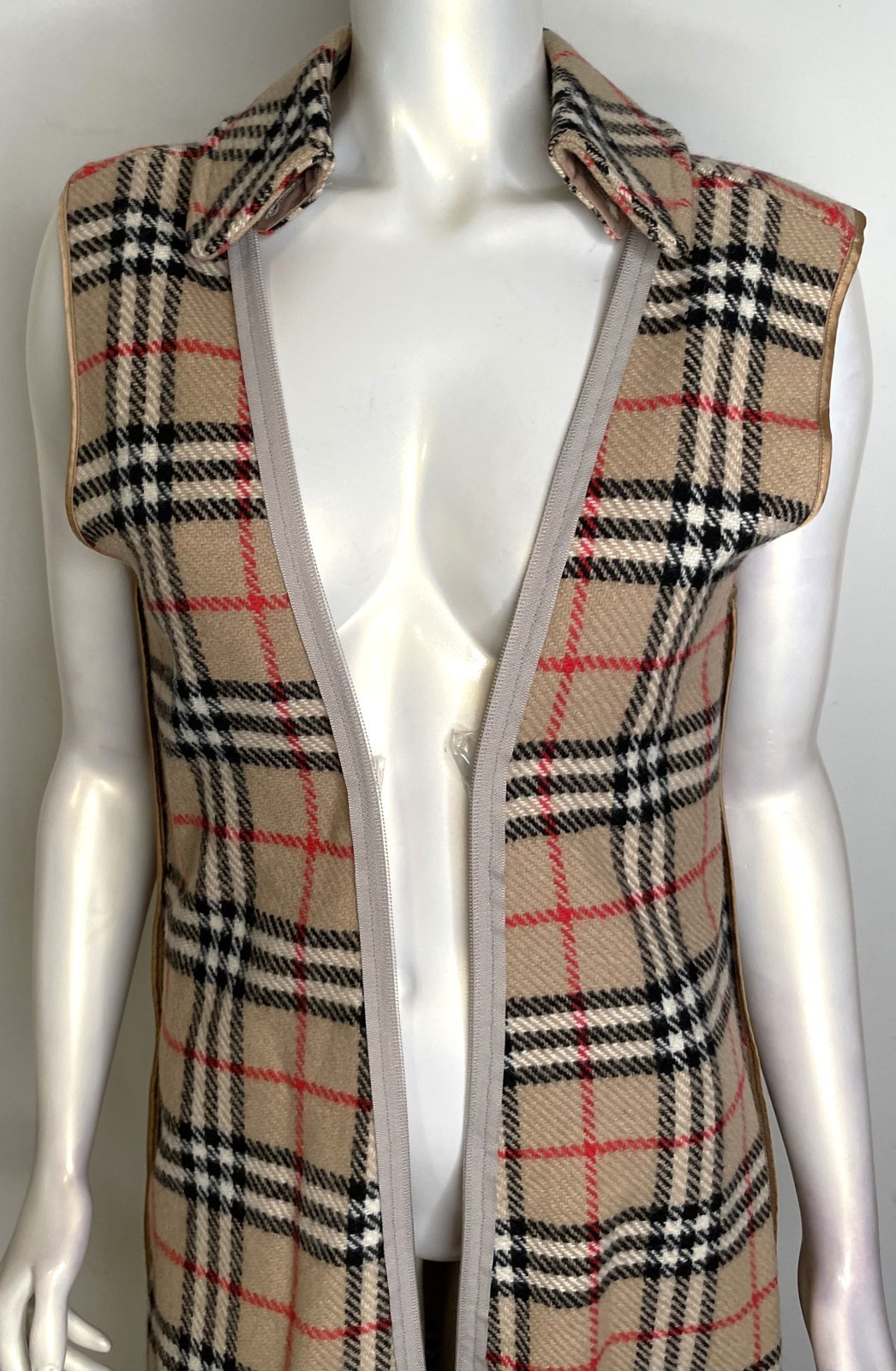 VTG Burberry’s Nova Check Trench Coat Lining + Collar ONLY S M L Wool Zip In Out