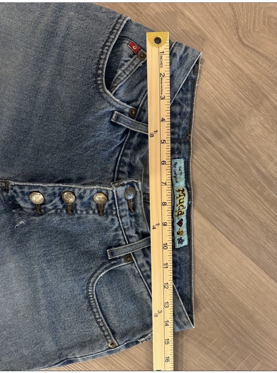Mudd Blue Denim Flared Jeans Button Fly High Rise 5-Pocket Women Size 9