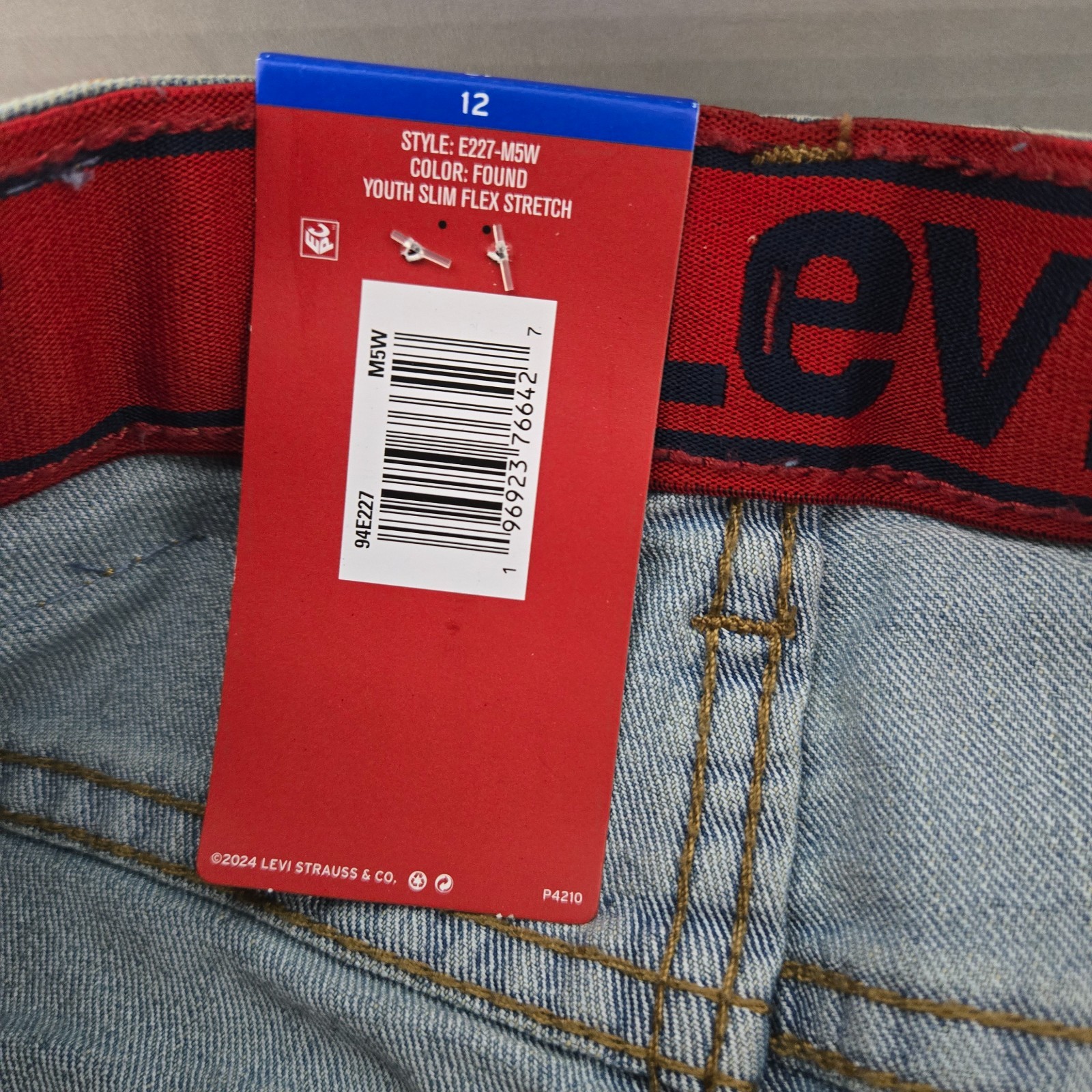 Levis 511 Youth Boys Slim Flex Stretch Denim Jeans Found Medium Wash Blue Sz 12