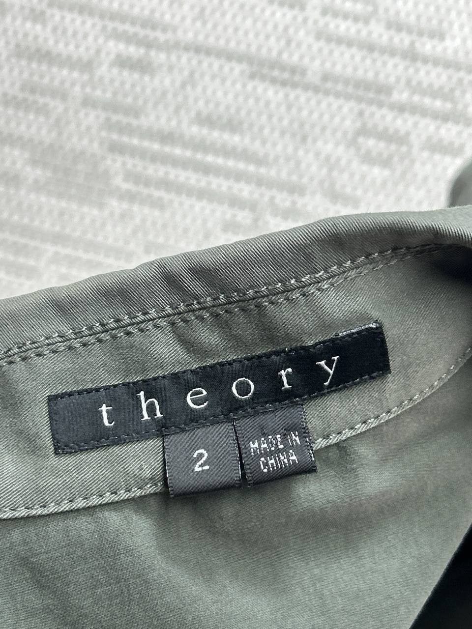 Theory Jacket Womens 2 Green Cotton Pea Coat