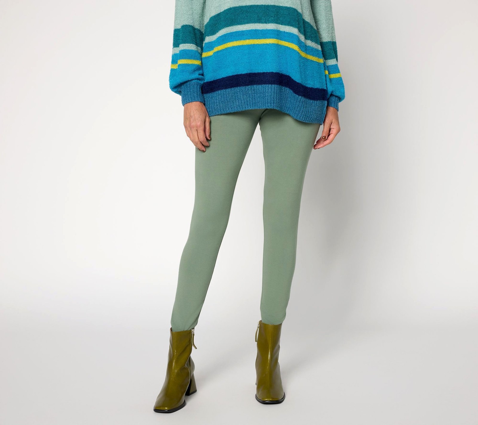 LOGO by Lori Goldstein Petite Full Length Pull On Legging Sea Spray S New