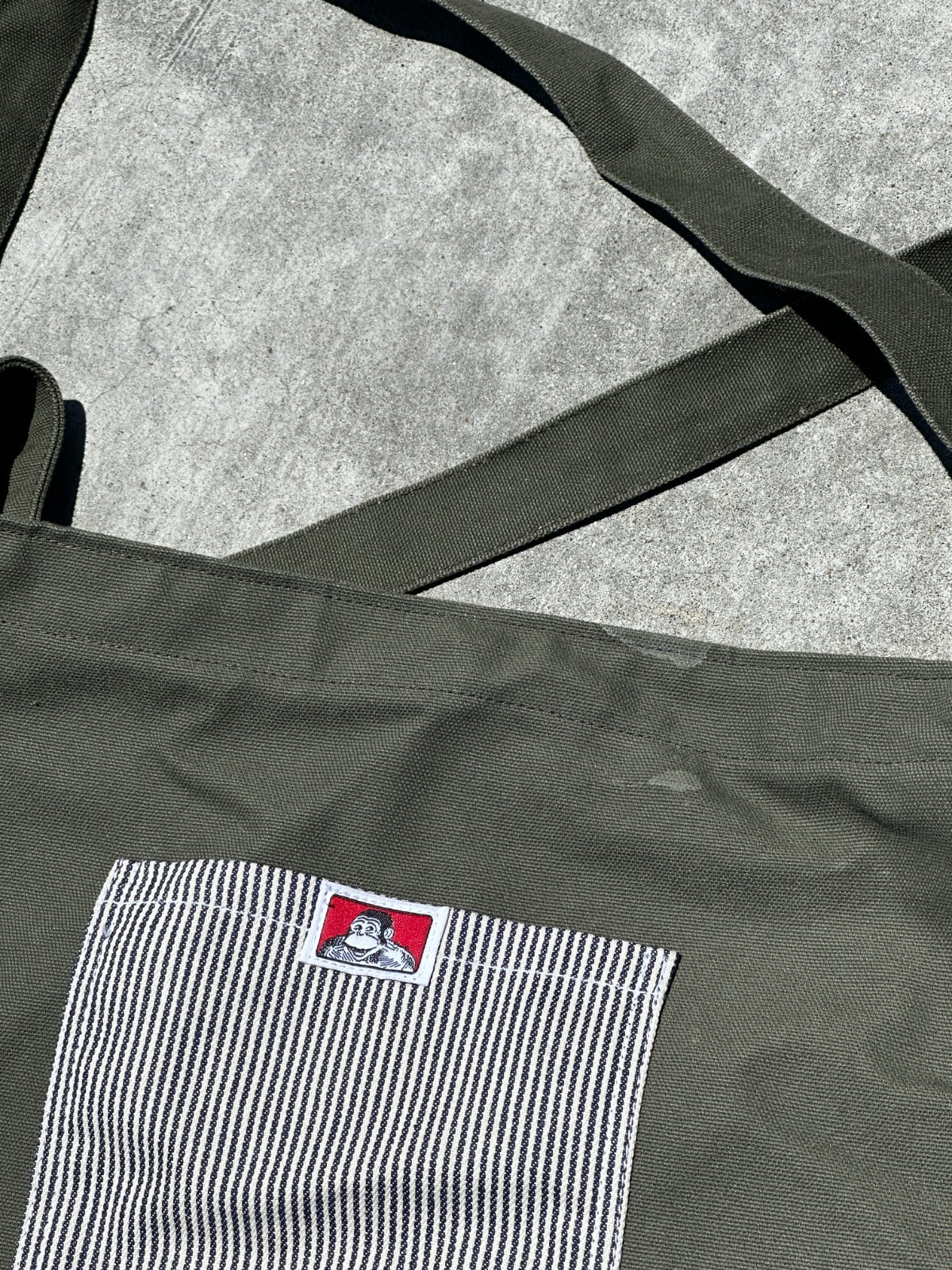 Ben Davis Canvas Tote Bag Olive Army Green Heavy Duty Work Bag Used