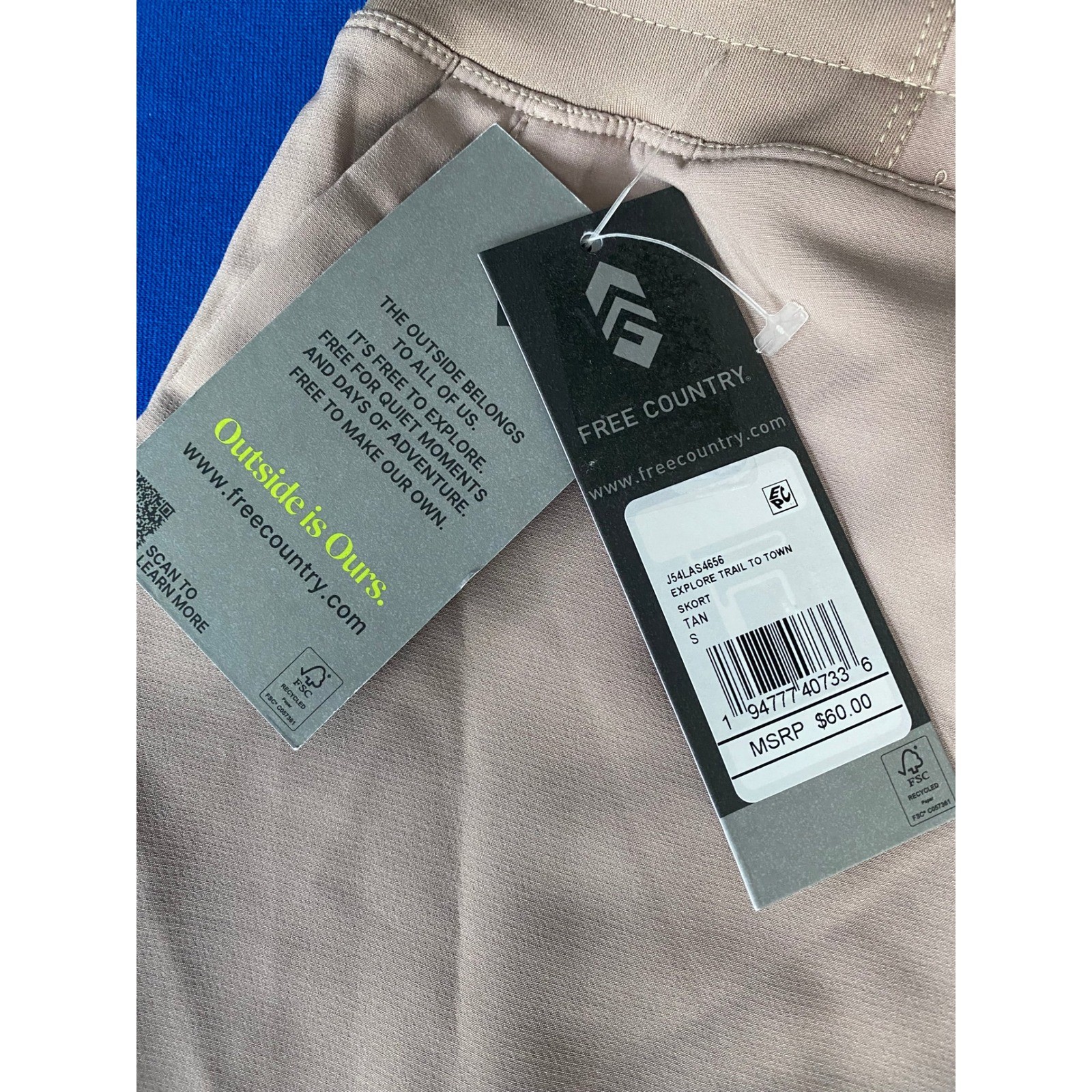 Free Country Explore Trail to Town Skort Tan Size Small NWT Activewear Hiking