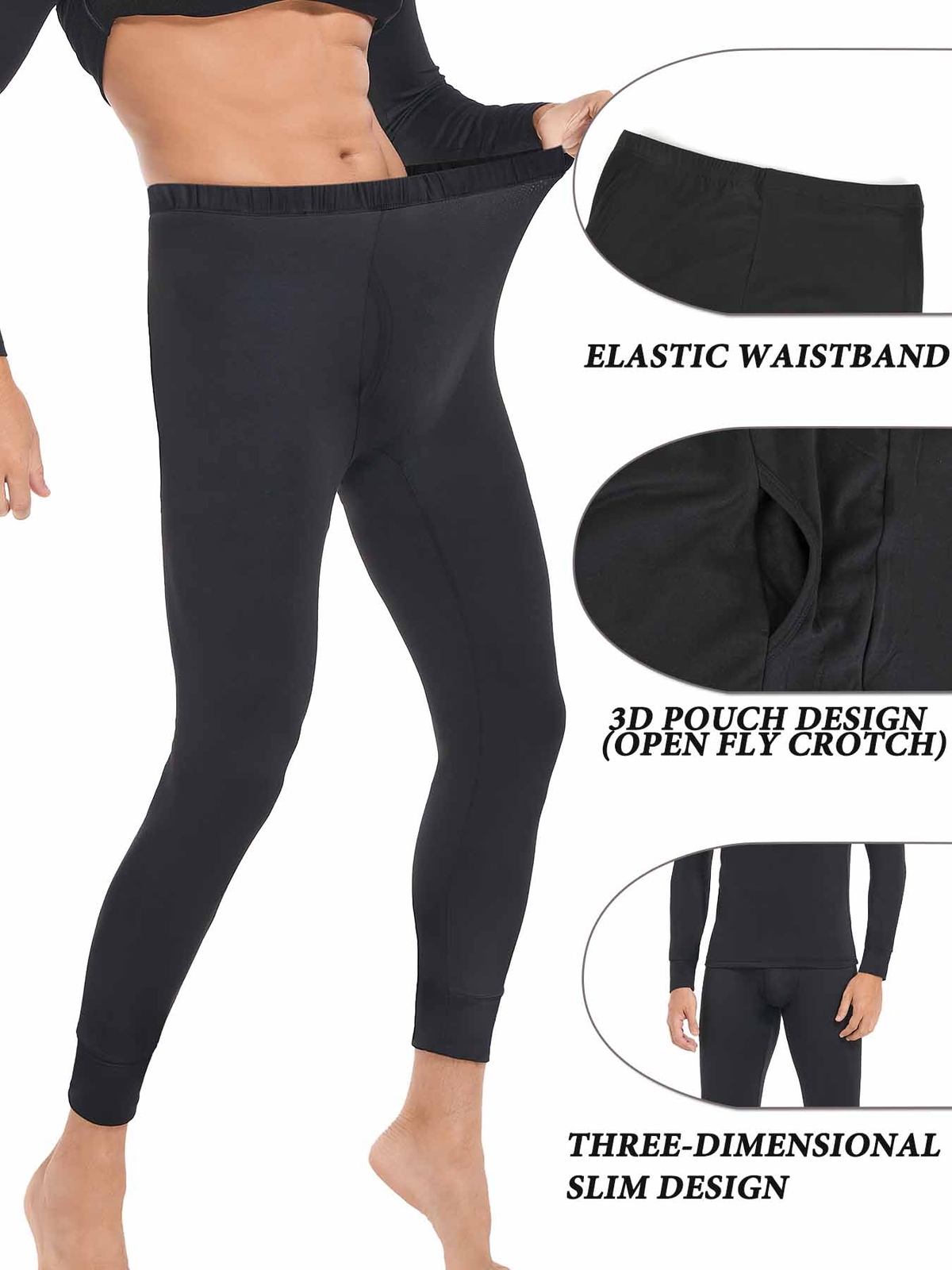 Men Thermal Microfiber Fleece Winter Lined Long Johns Warm Underwear Shirt Pants