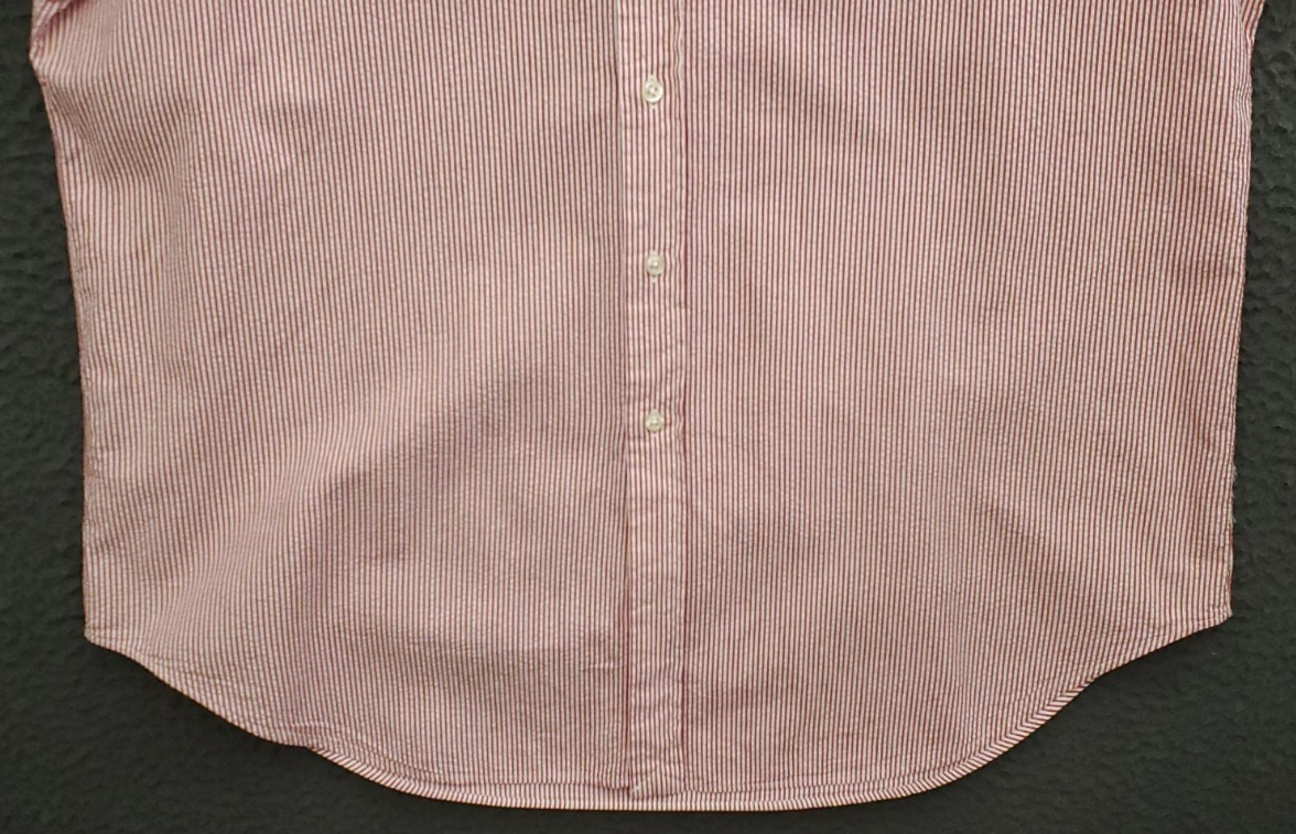 VTG Ralph Lauren Seersucker Button Down Men Sz XL Red Stripe Classic Fit Boating