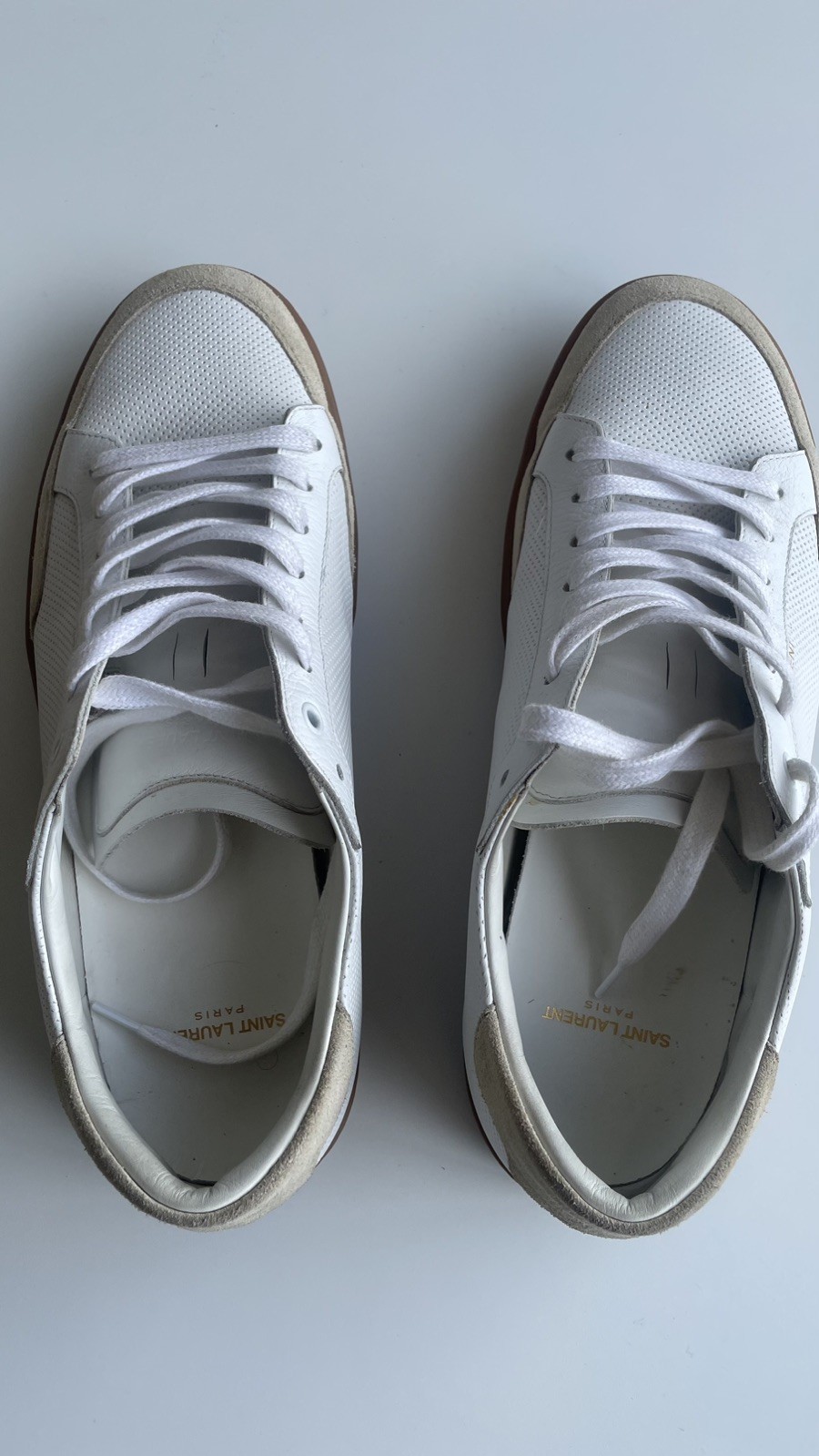 YSL Saint Laurent Men’s White Leather Sneakers Size 44.5 US 11.5
