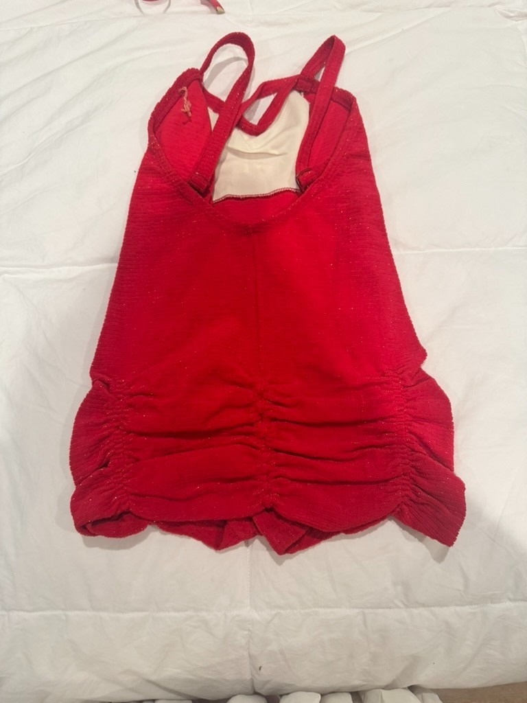 Rockabilly/Pinup Jantzen Red Sparkly Vintage Swimsuit with Adjustable Straps