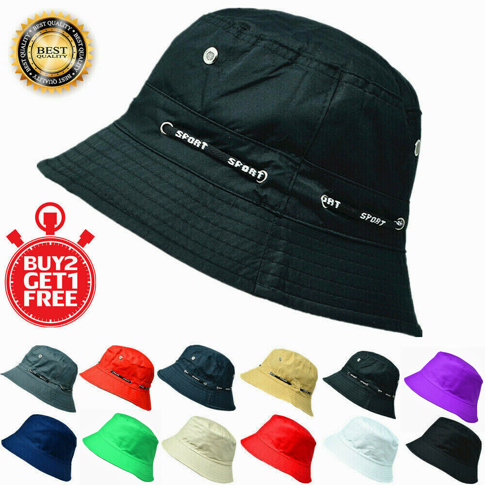 Bucket Hat Boonie Cap Fishing Brim Outdoor Sports Solid Visor Sun Safari Camping