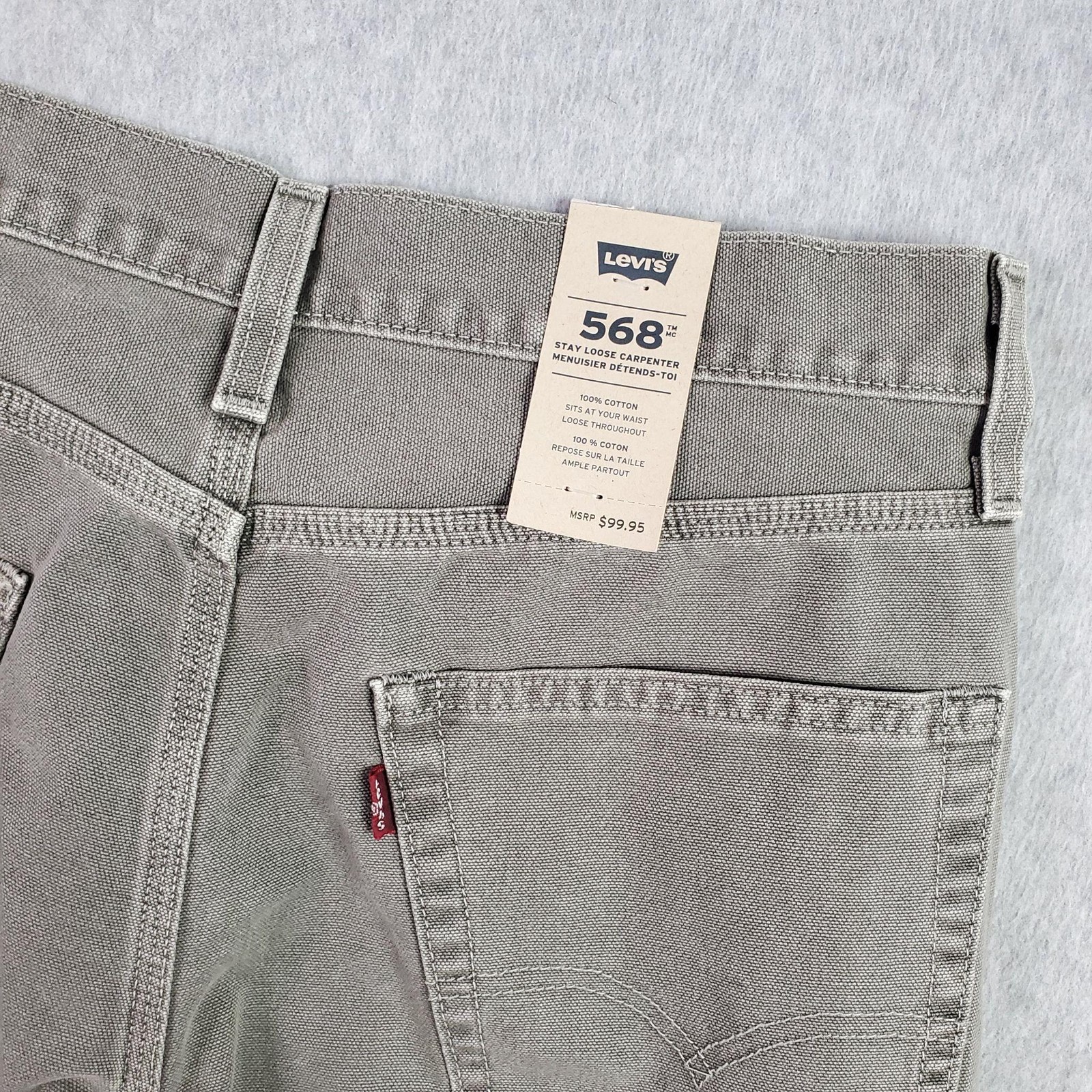 Levis 568 Stay Loose Carpenter Jeans FITS 29X30 tag sz 29×32 Gray Relaxed Canvas