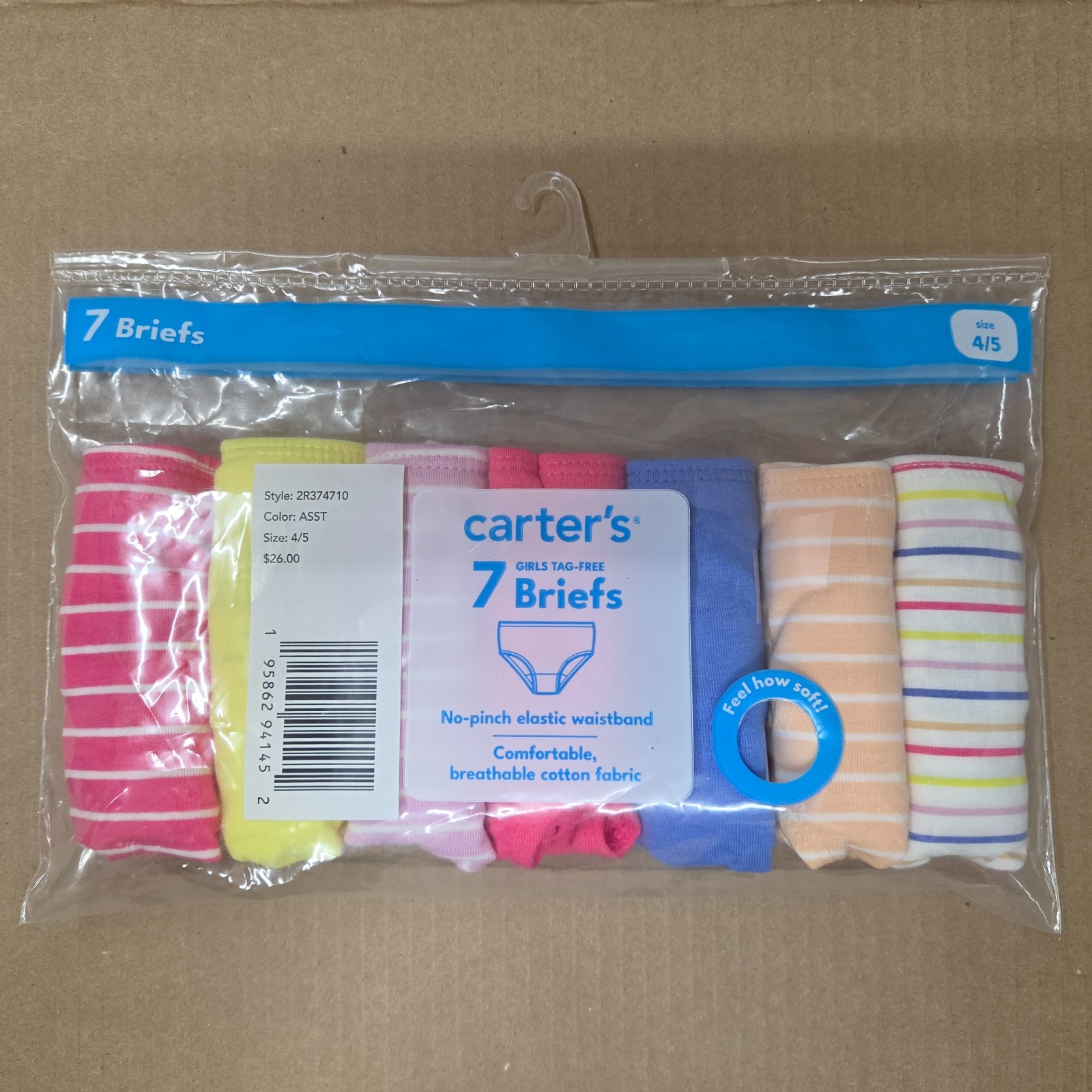 Carter’s Girls 7-Pack Stretch Cotton Briefs 4-5, 6/6X, 8, 10-12, 14 NWT