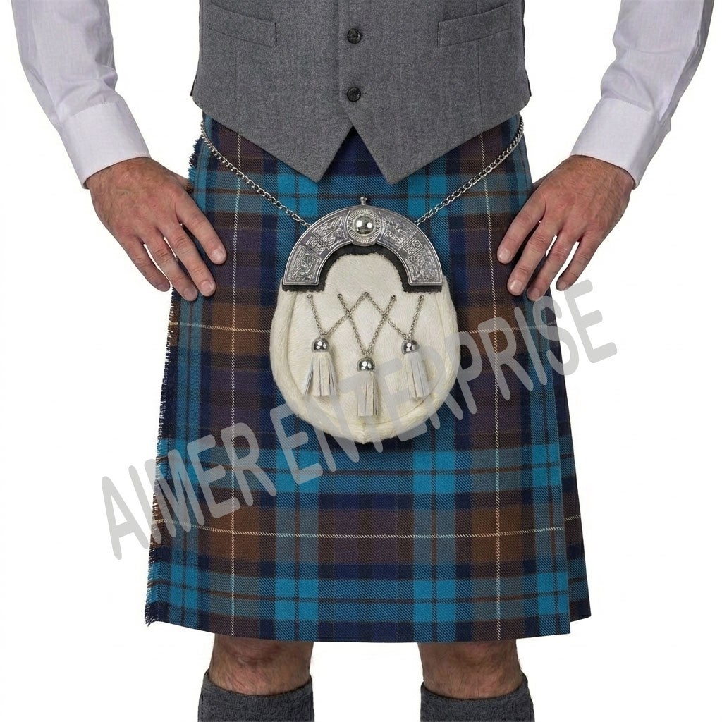 Scottish Traditional Handmade Buchanan Blue Tartan Kilt for men Custom Made